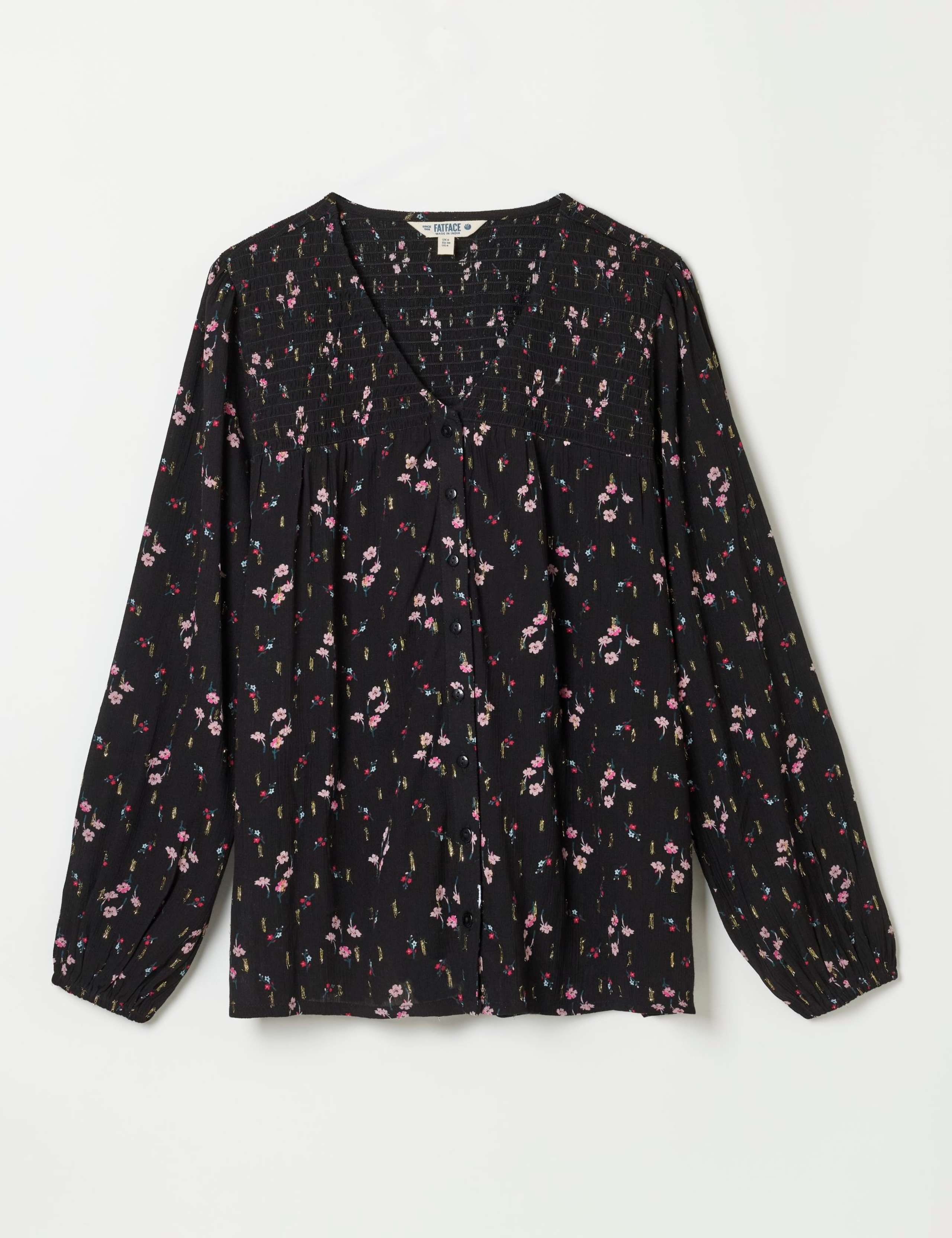 Floral V Neck Button Detail Blouse 2 of 6