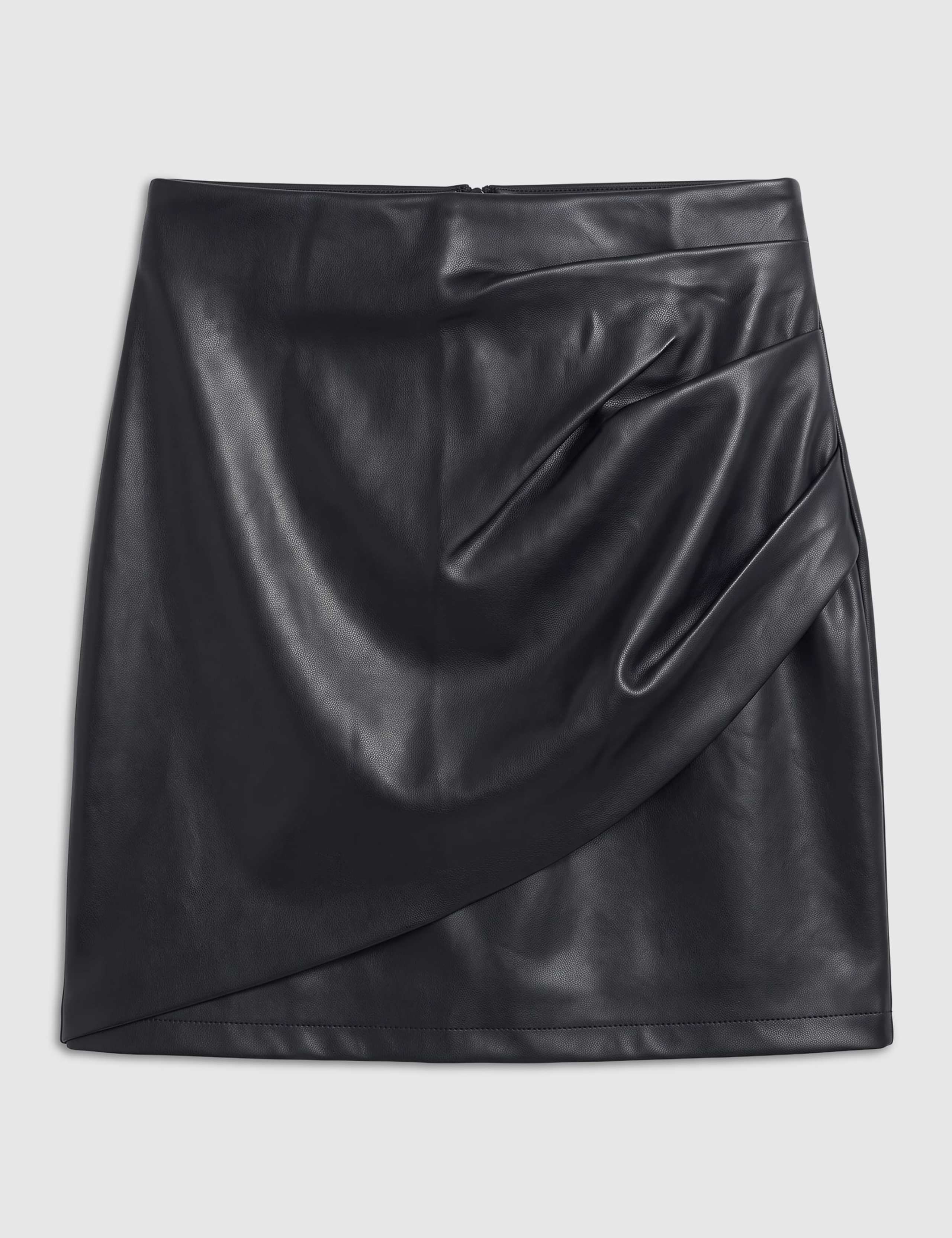 Faux Leather Ruched Mini Pencil Skirt 4 of 6