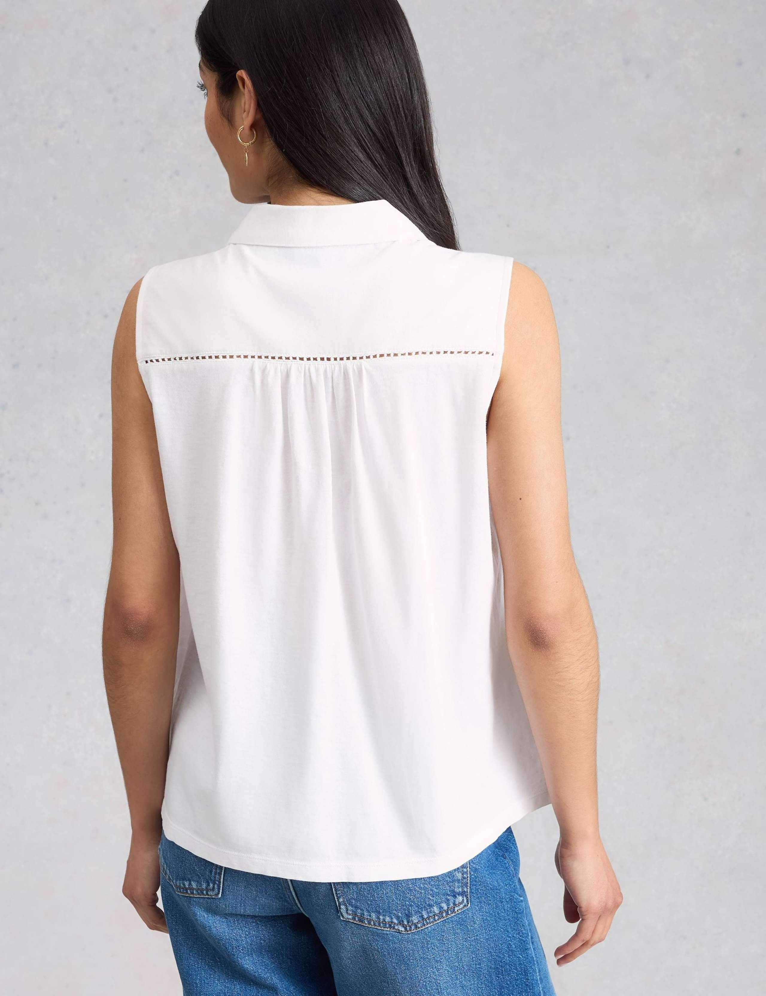 Pure Cotton Embroidered Sleeveless Shirt 3 of 6