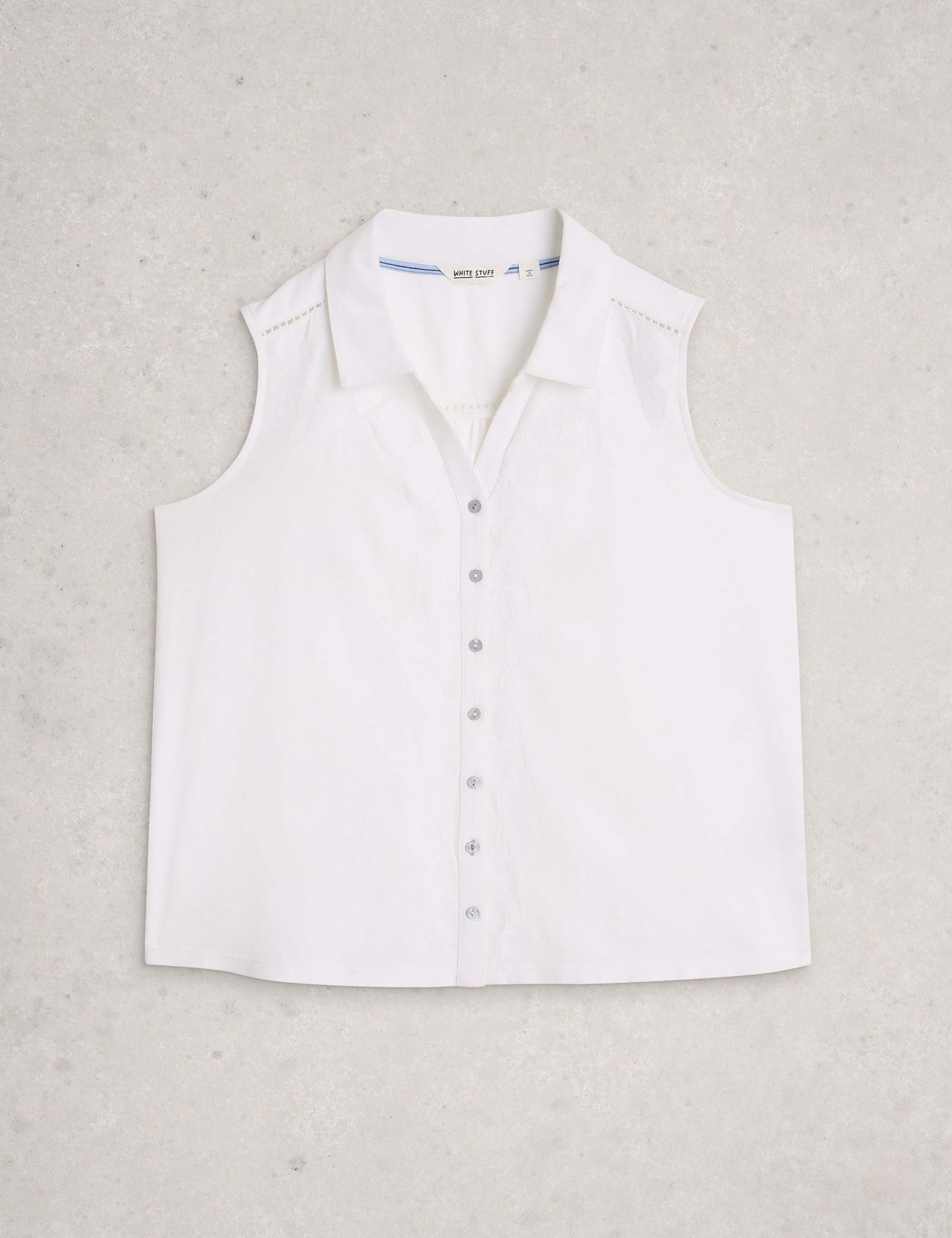 Pure Cotton Embroidered Sleeveless Shirt 2 of 6