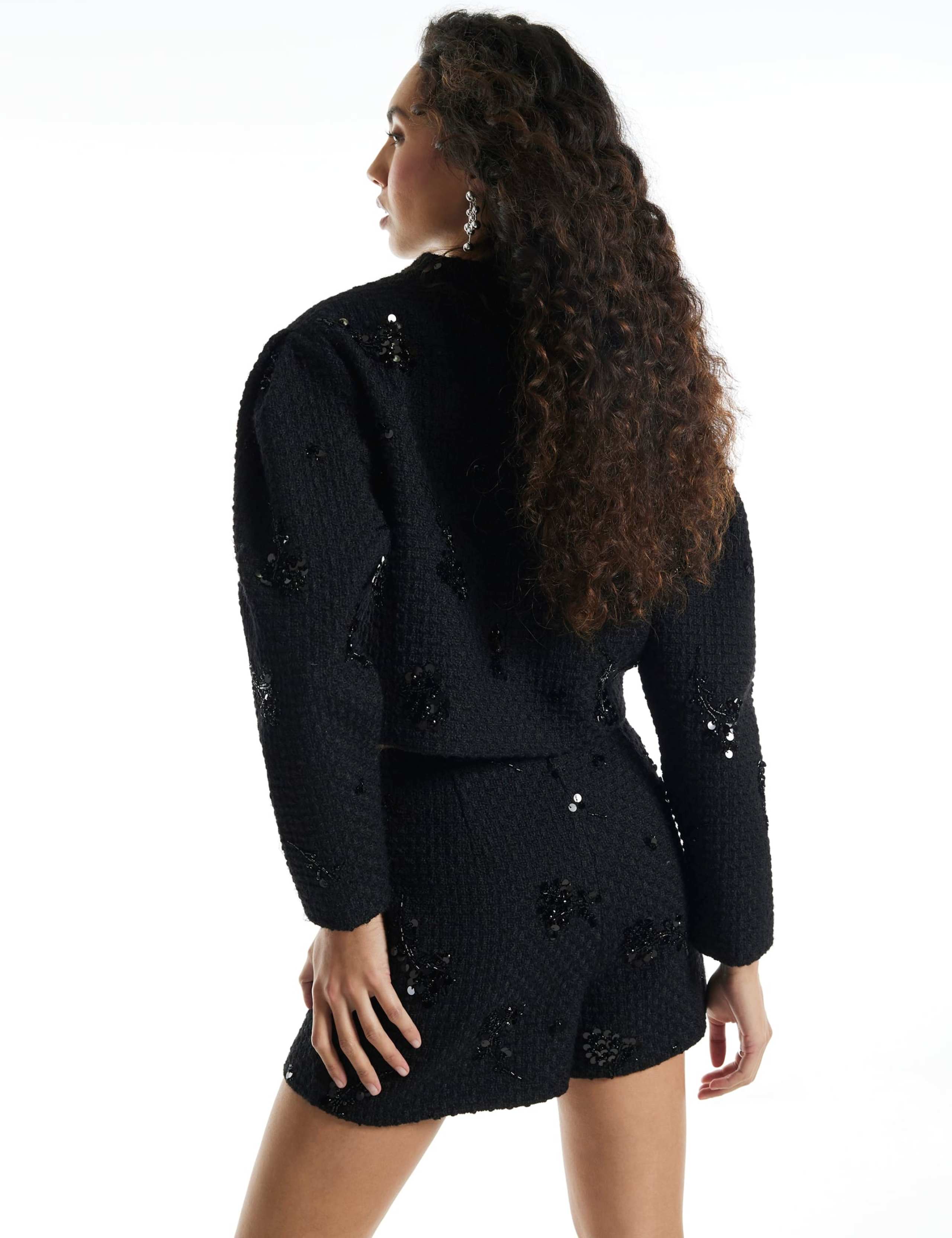 Boucle Sequin Embroidered Mini Skort 2 of 6