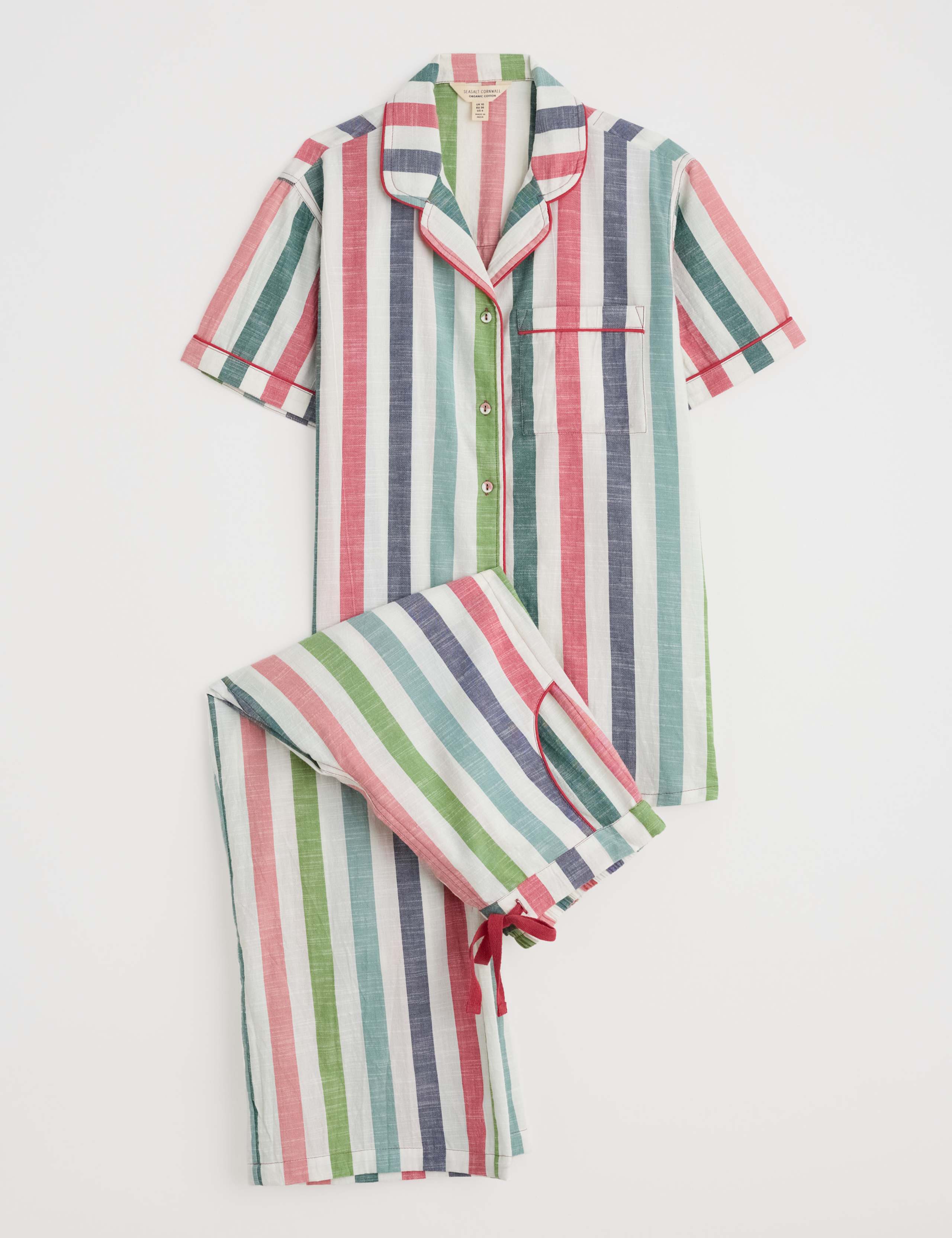 Pure Cotton Striped Cropped Pyjama Set 2 of 4