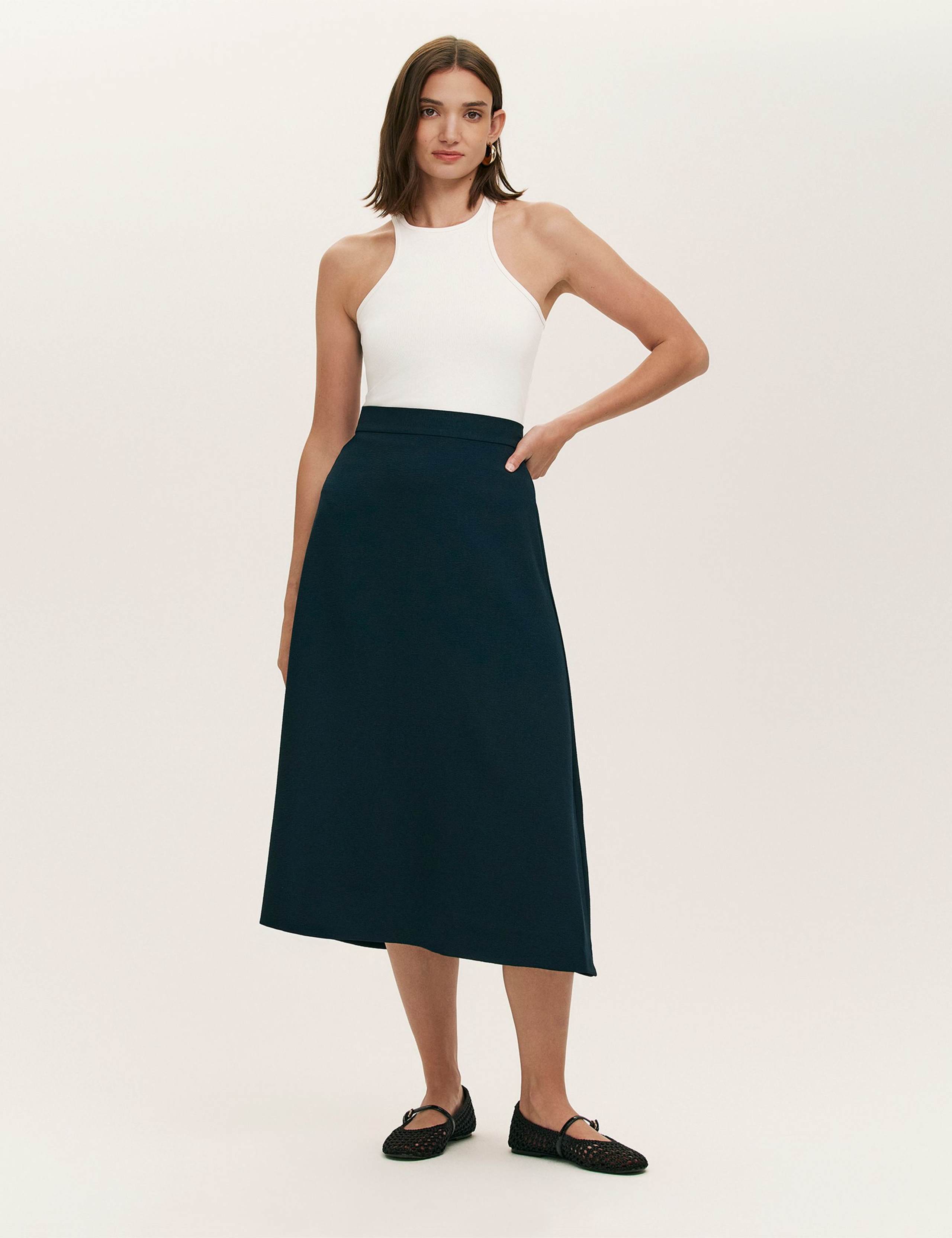 Crepe Midi A-Line Skirt 2 of 5