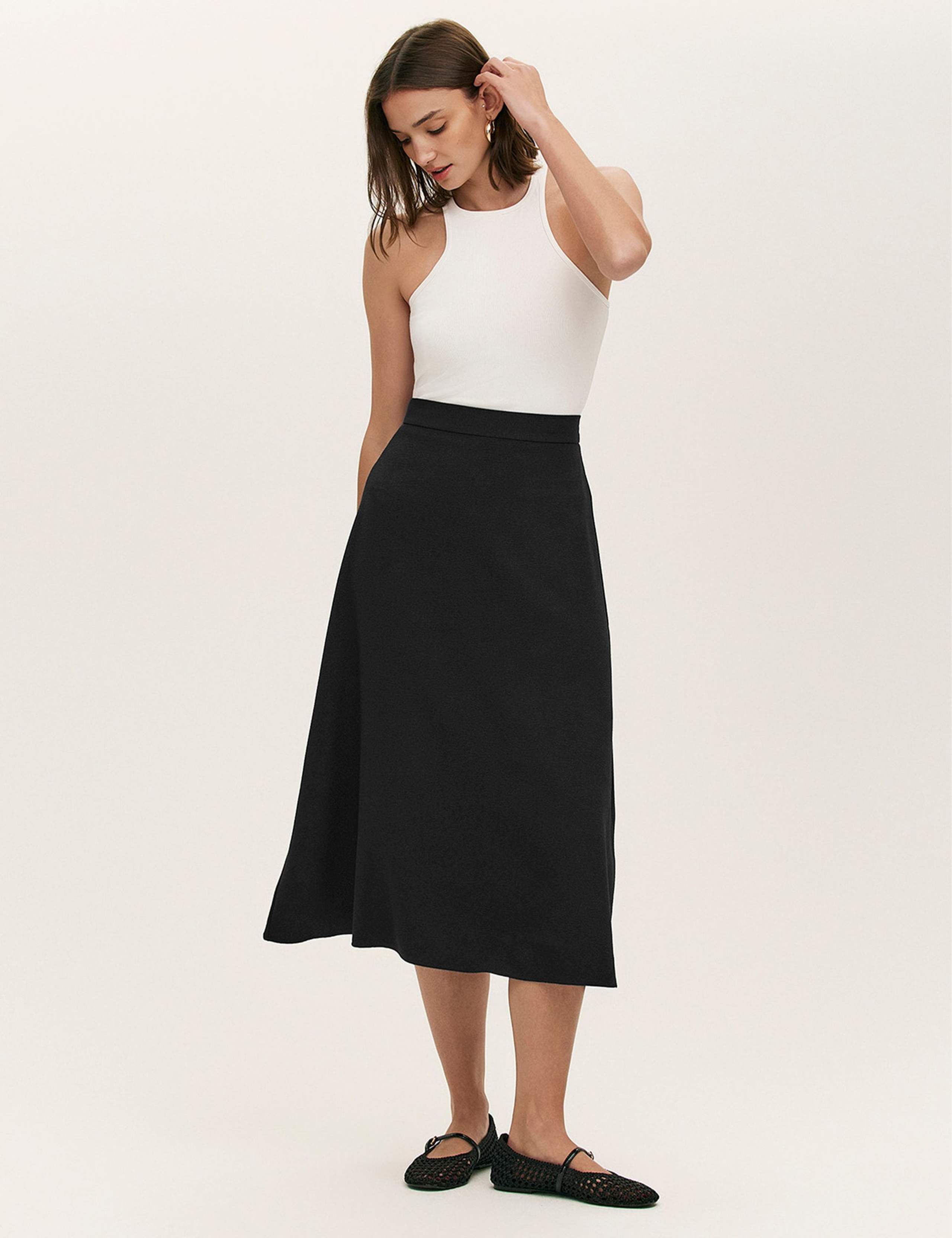 Crepe Midi A-Line Skirt 2 of 4