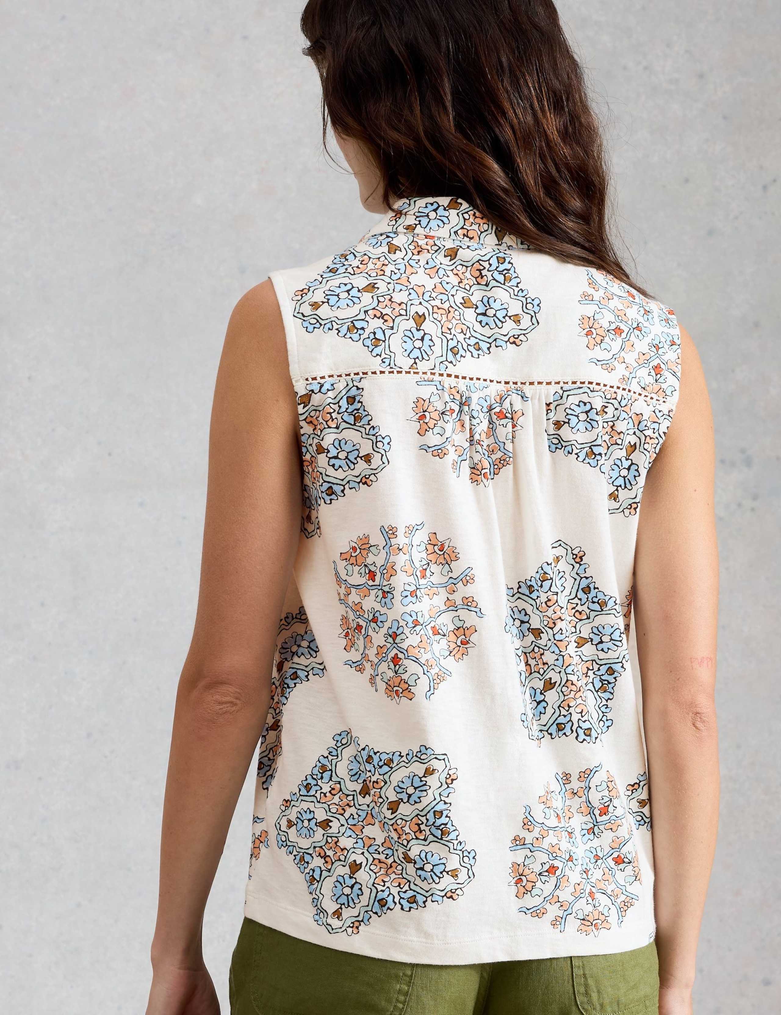 Pure Cotton Geometric Sleeveless Shirt 5 of 6