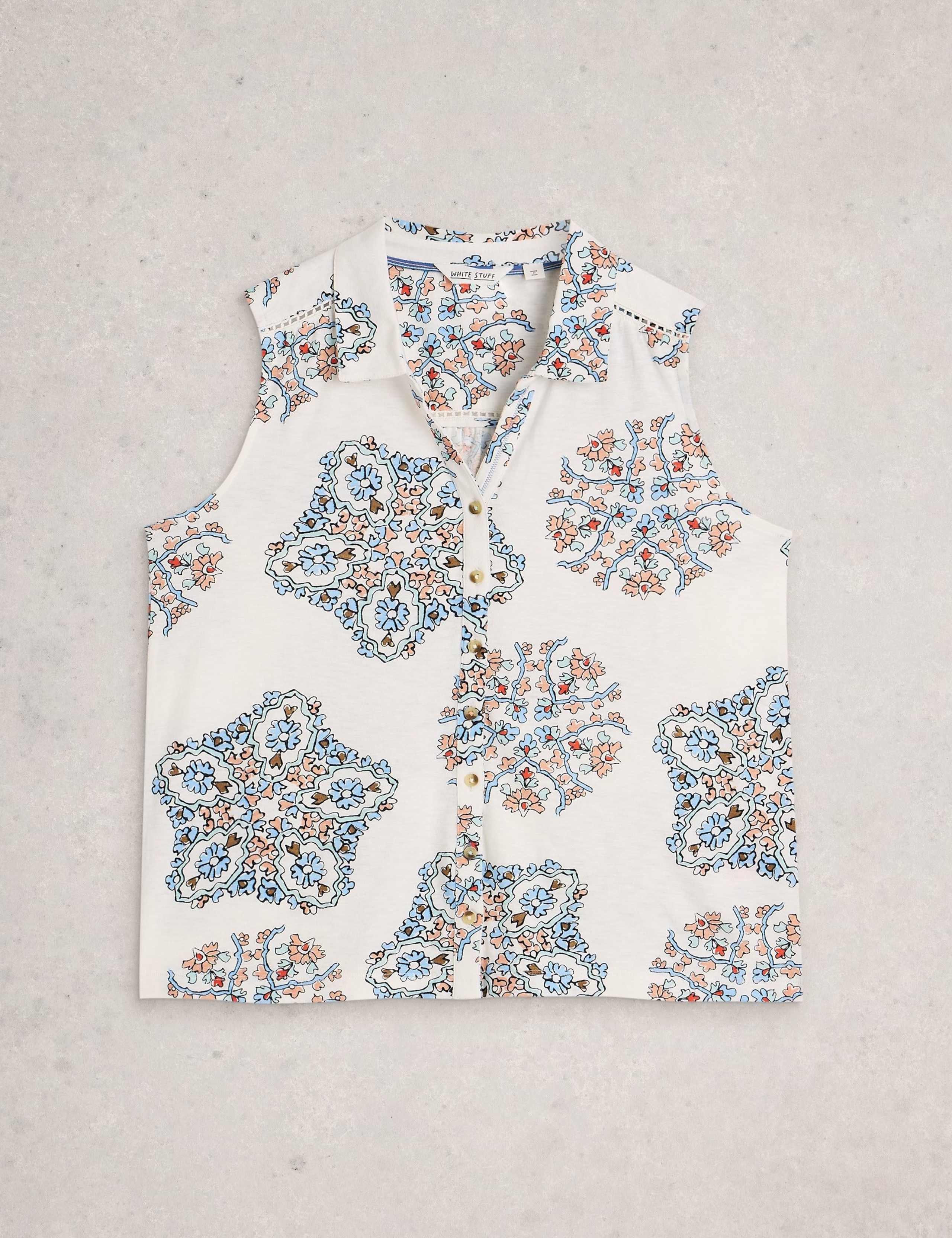 Pure Cotton Geometric Sleeveless Shirt 2 of 6