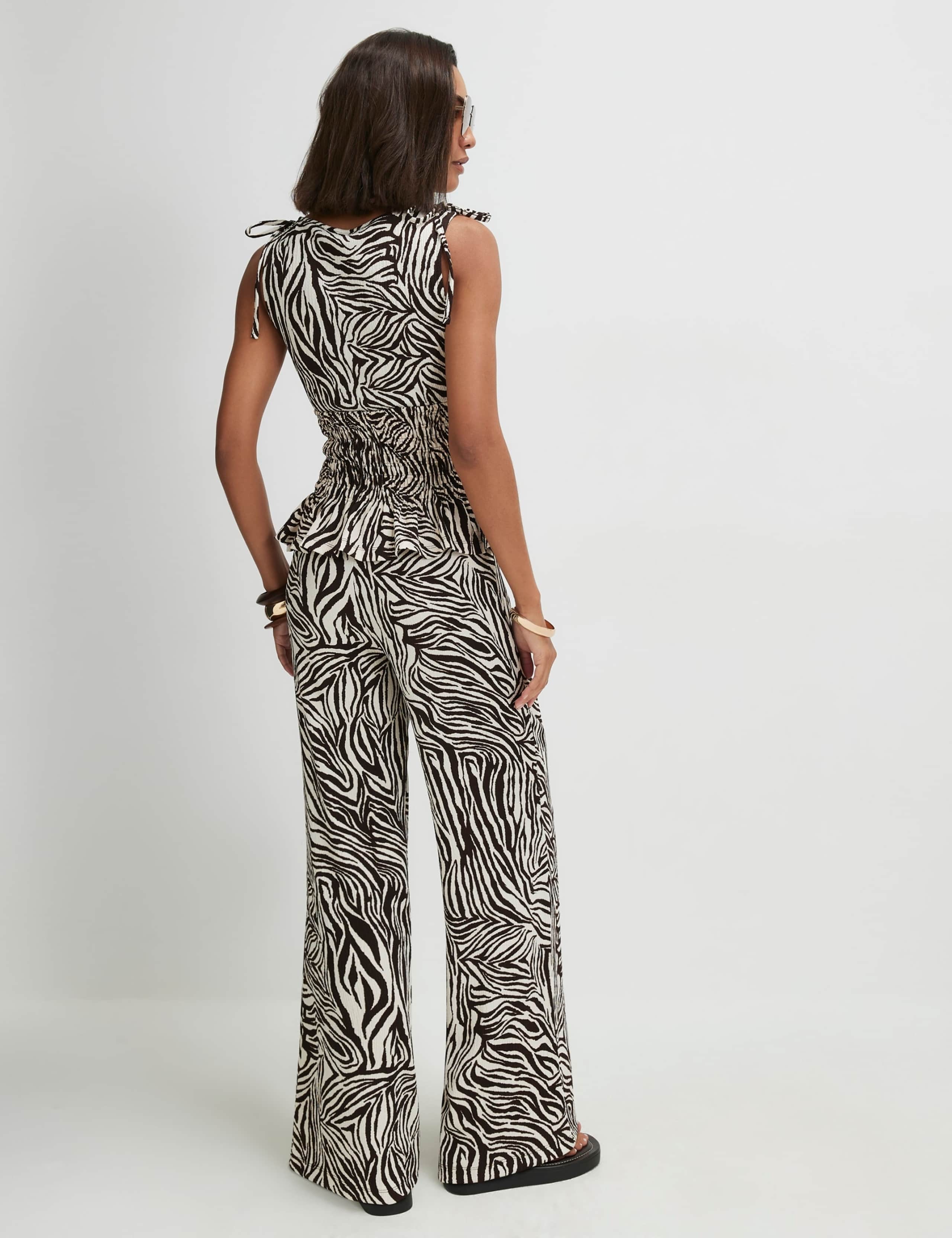 Pure Cotton Animal Print Wide Leg Trousers 3 of 4
