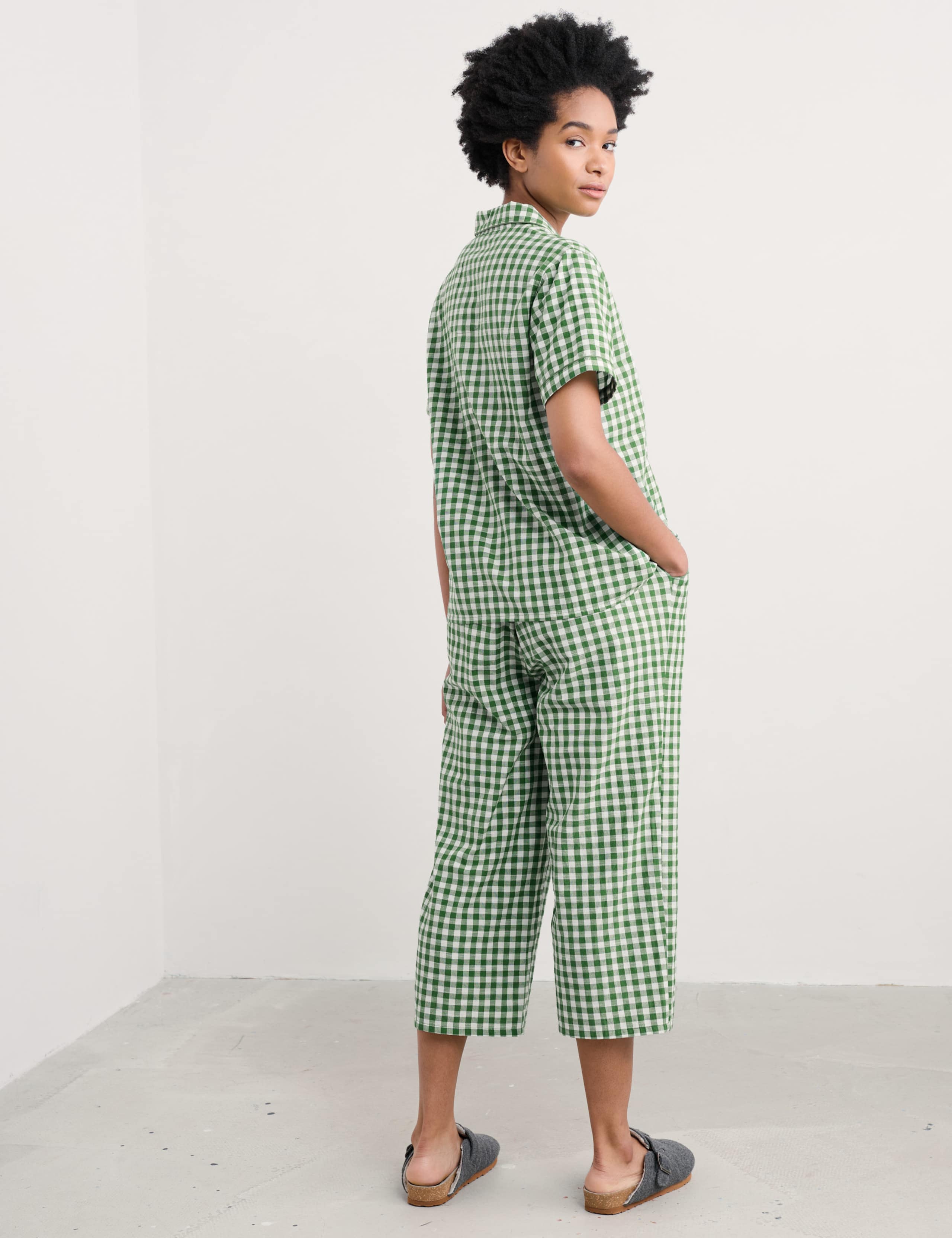 Pure Cotton Checked Pyjama Set 3 of 4