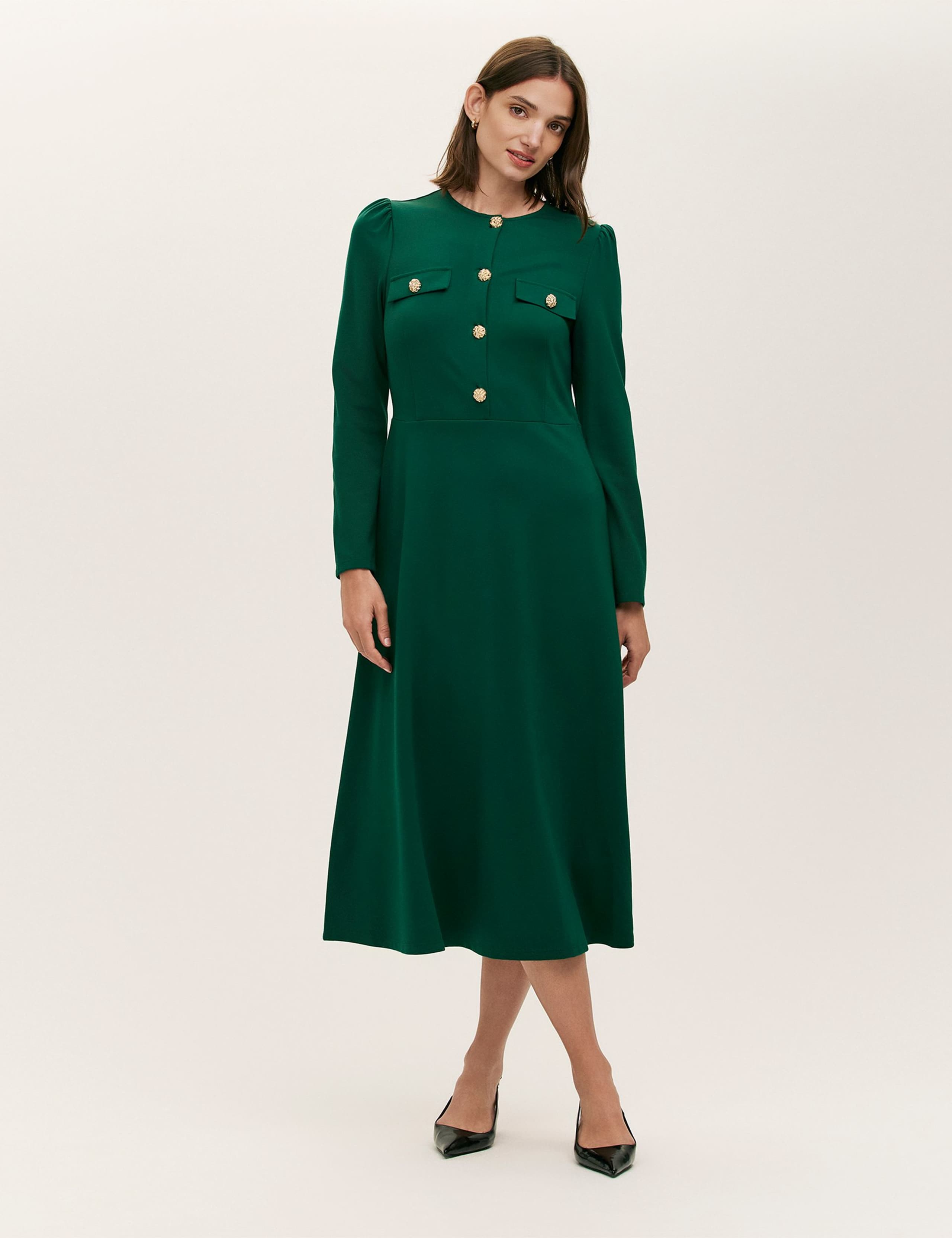 Jersey Midi Waisted Dress 2 of 5