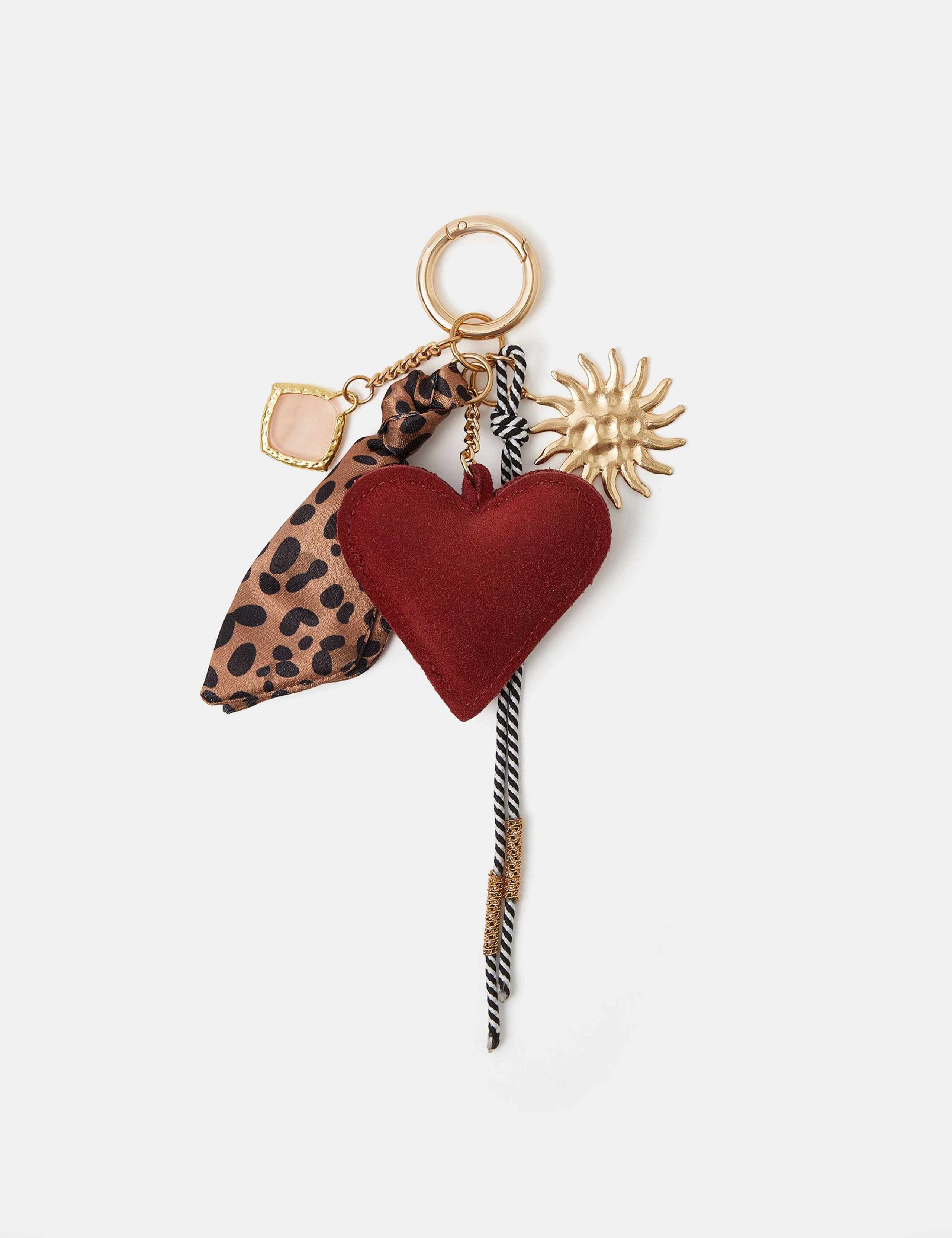 Leopard Print Scarf & Suede Heart Bag Charm 1 of 3