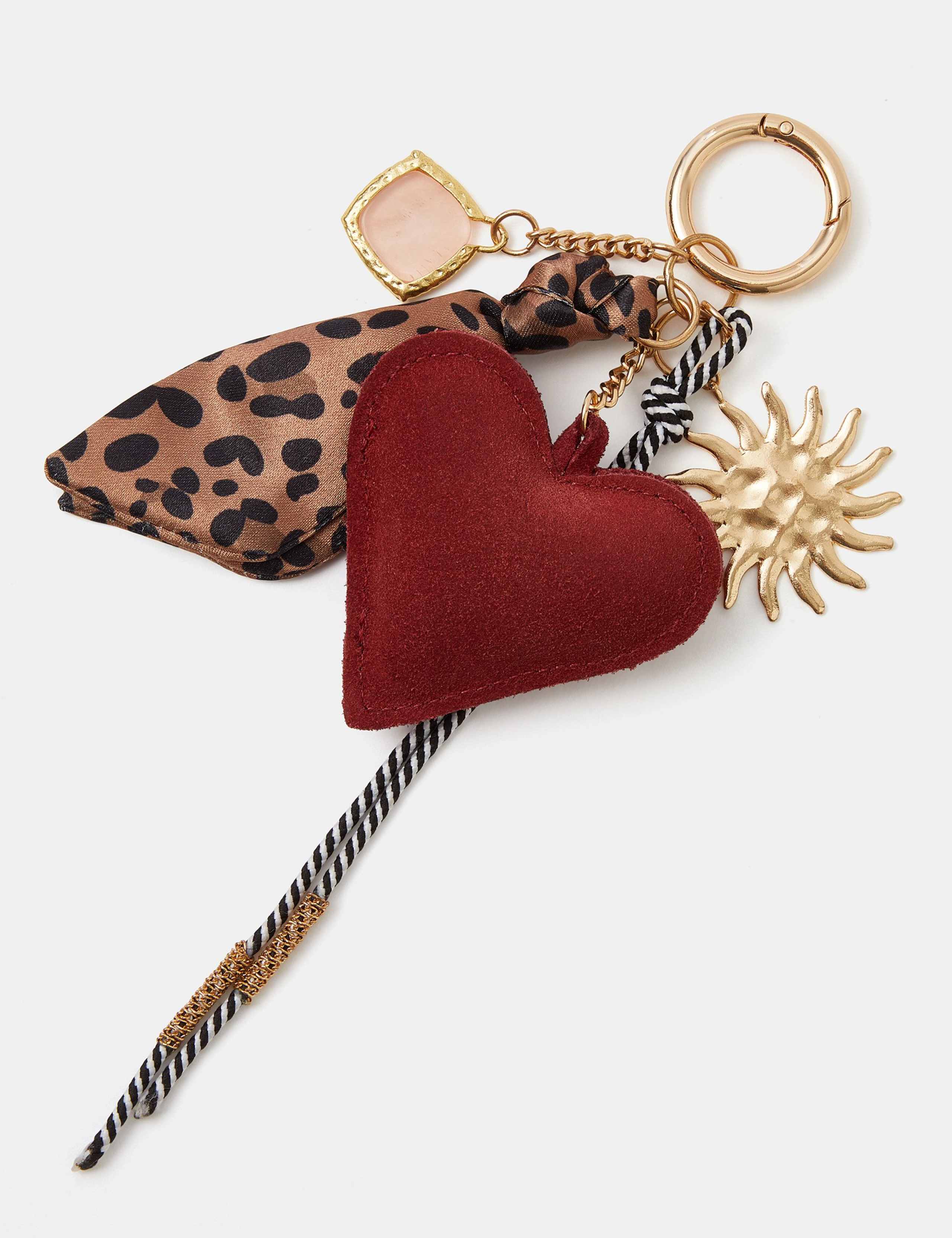 Leopard Print Scarf & Suede Heart Bag Charm 2 of 3