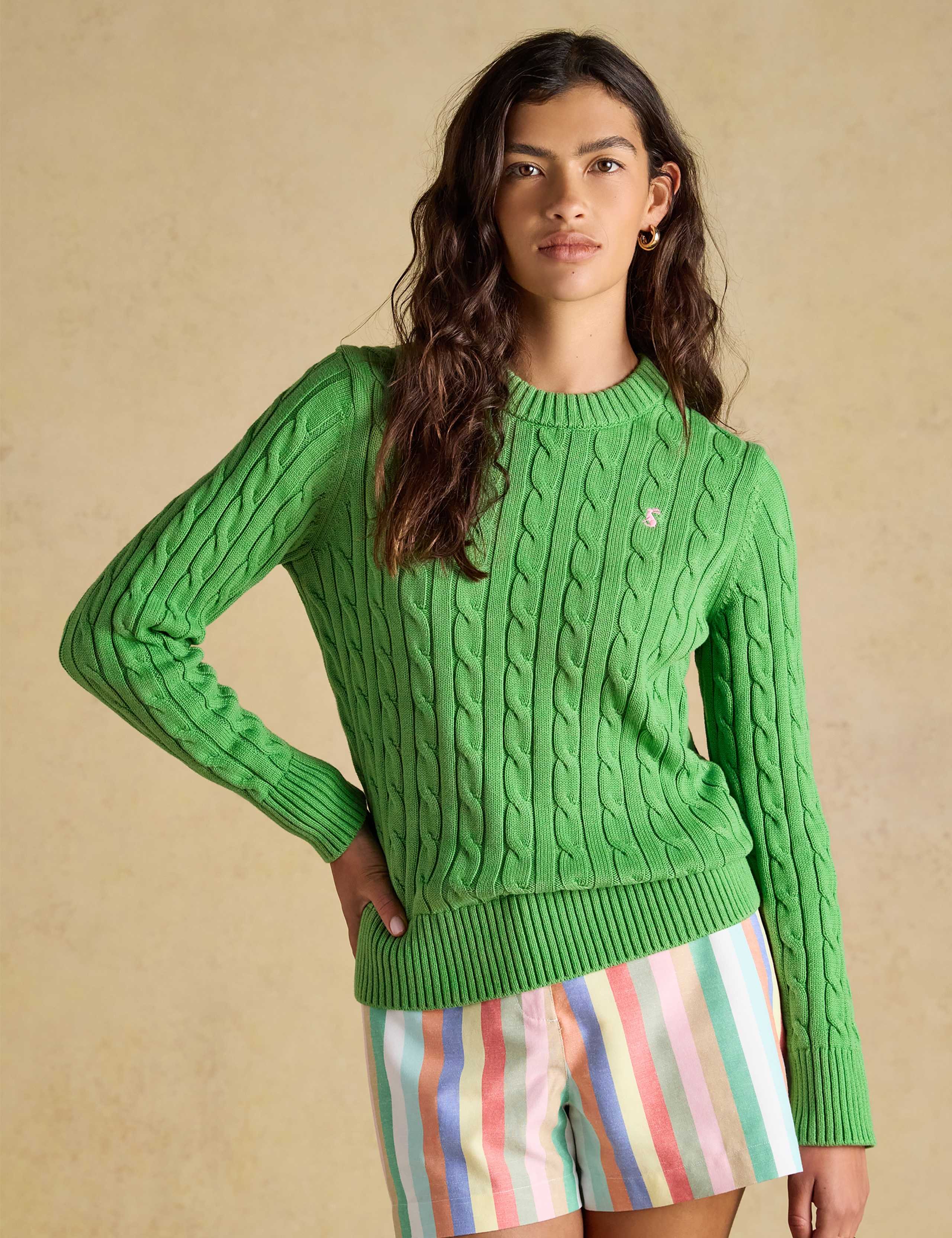Pure Cotton Cable Knit Crew Neck Jumper 1 of 7