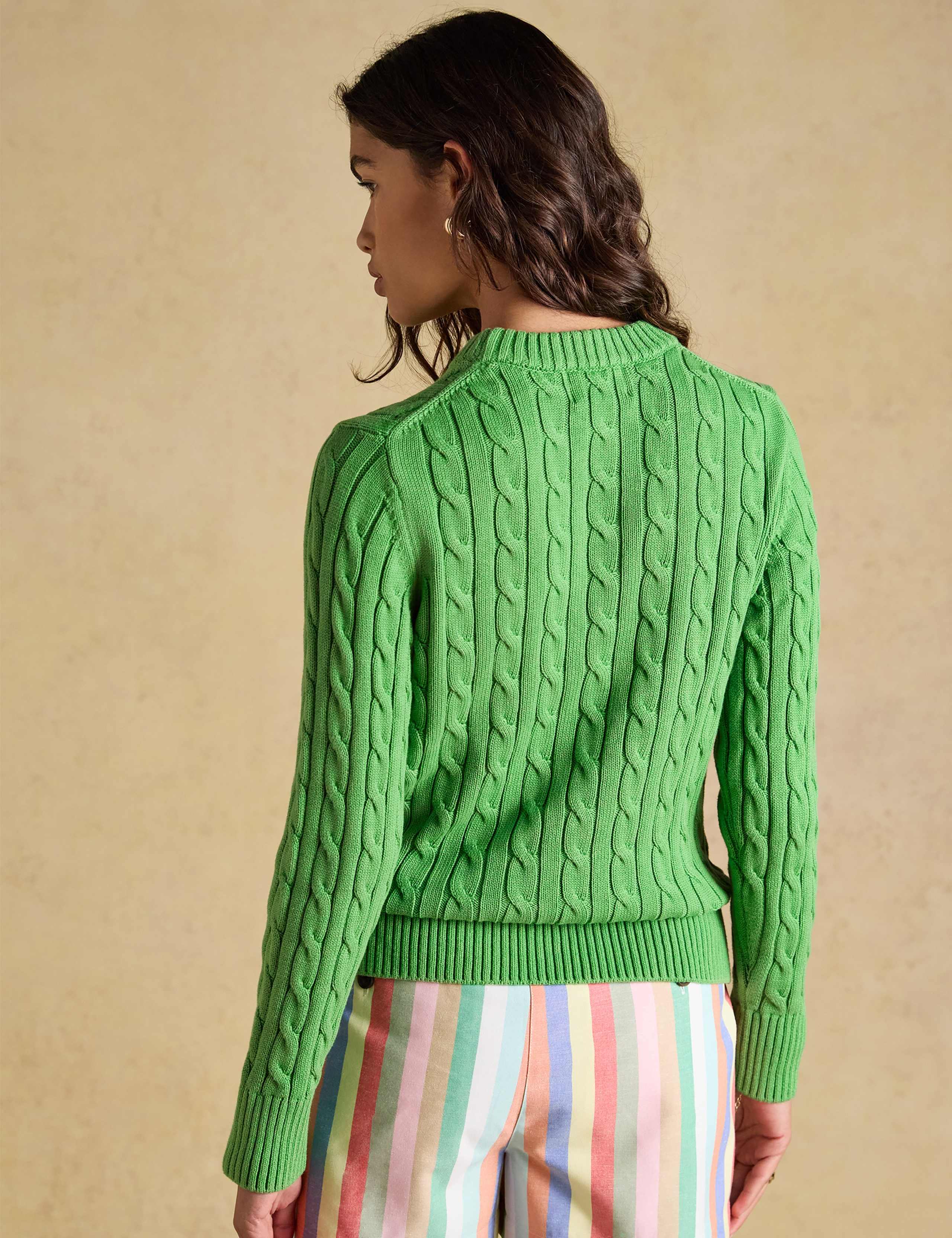 Pure Cotton Cable Knit Crew Neck Jumper 5 of 7