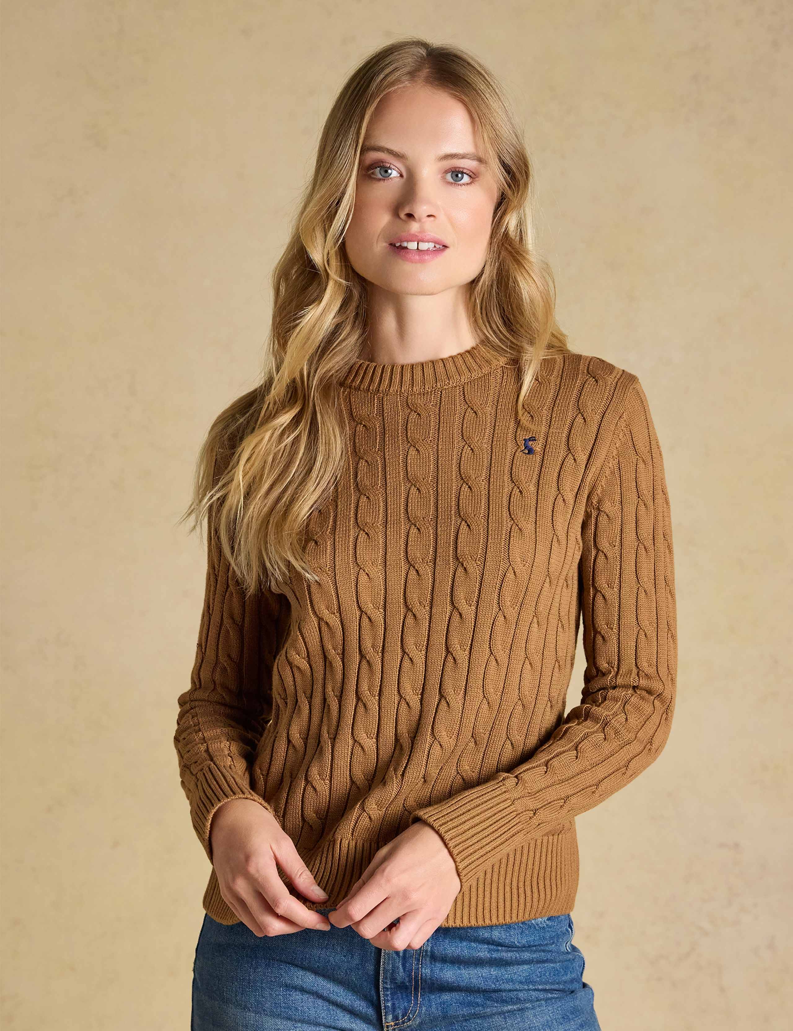 Pure Cotton Cable Knit Crew Neck Jumper 1 of 8