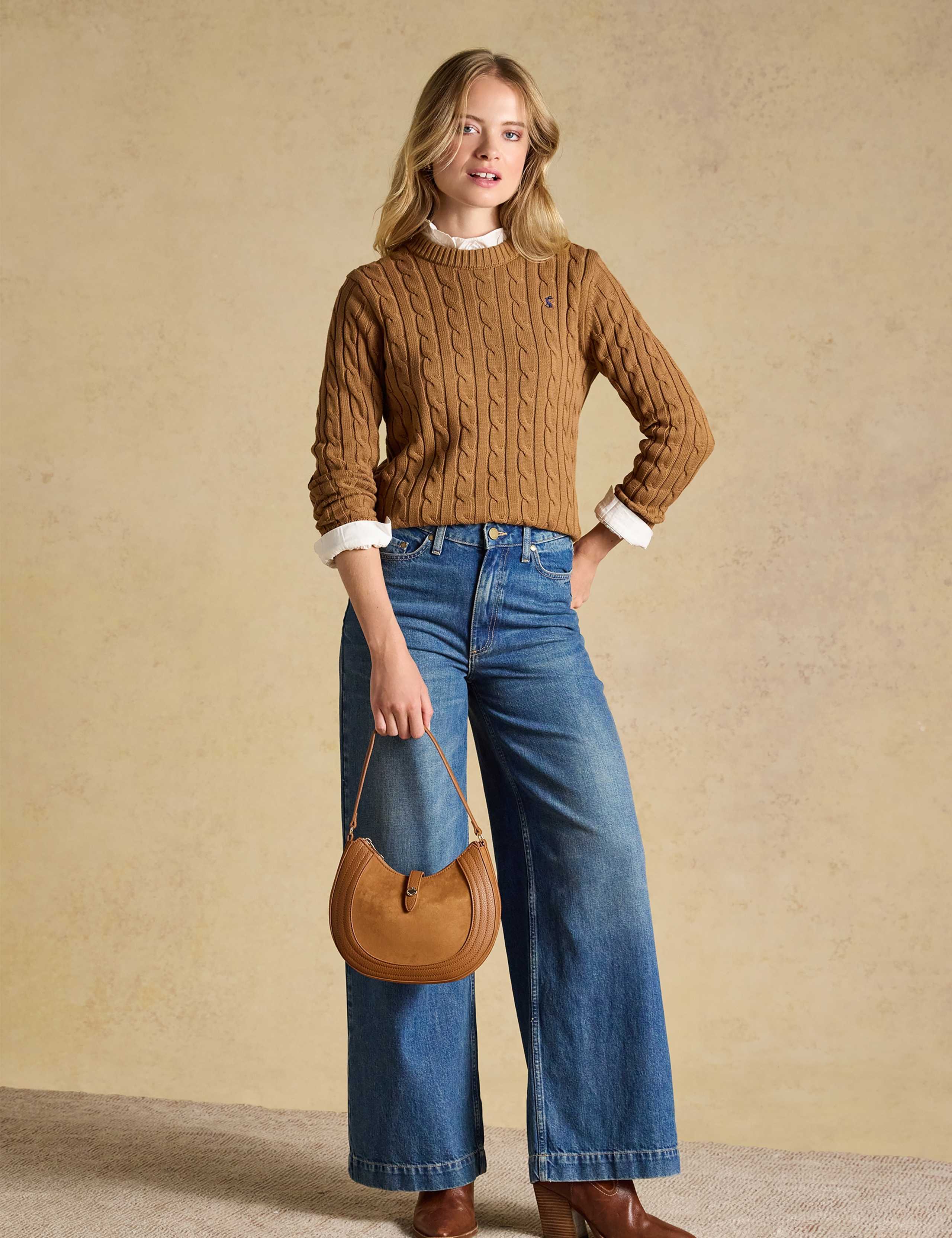Pure Cotton Cable Knit Crew Neck Jumper 3 of 8
