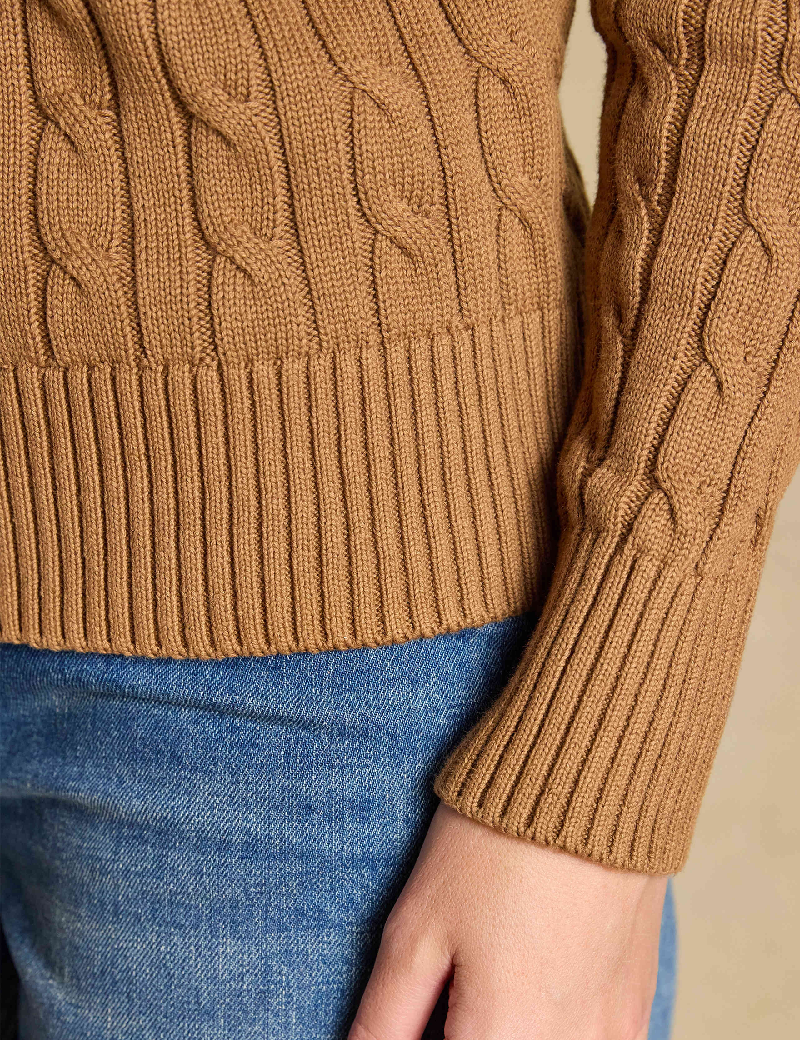 Pure Cotton Cable Knit Crew Neck Jumper 5 of 8