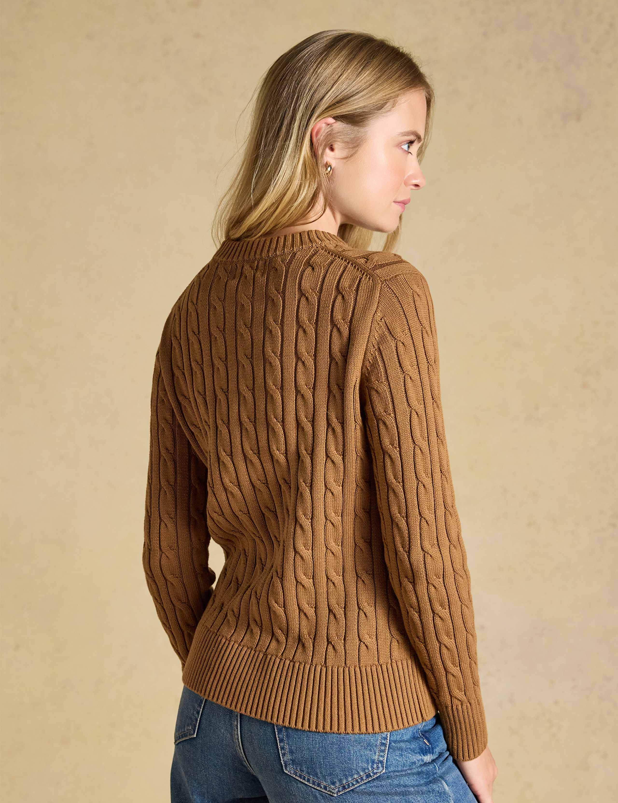 Pure Cotton Cable Knit Crew Neck Jumper 6 of 8
