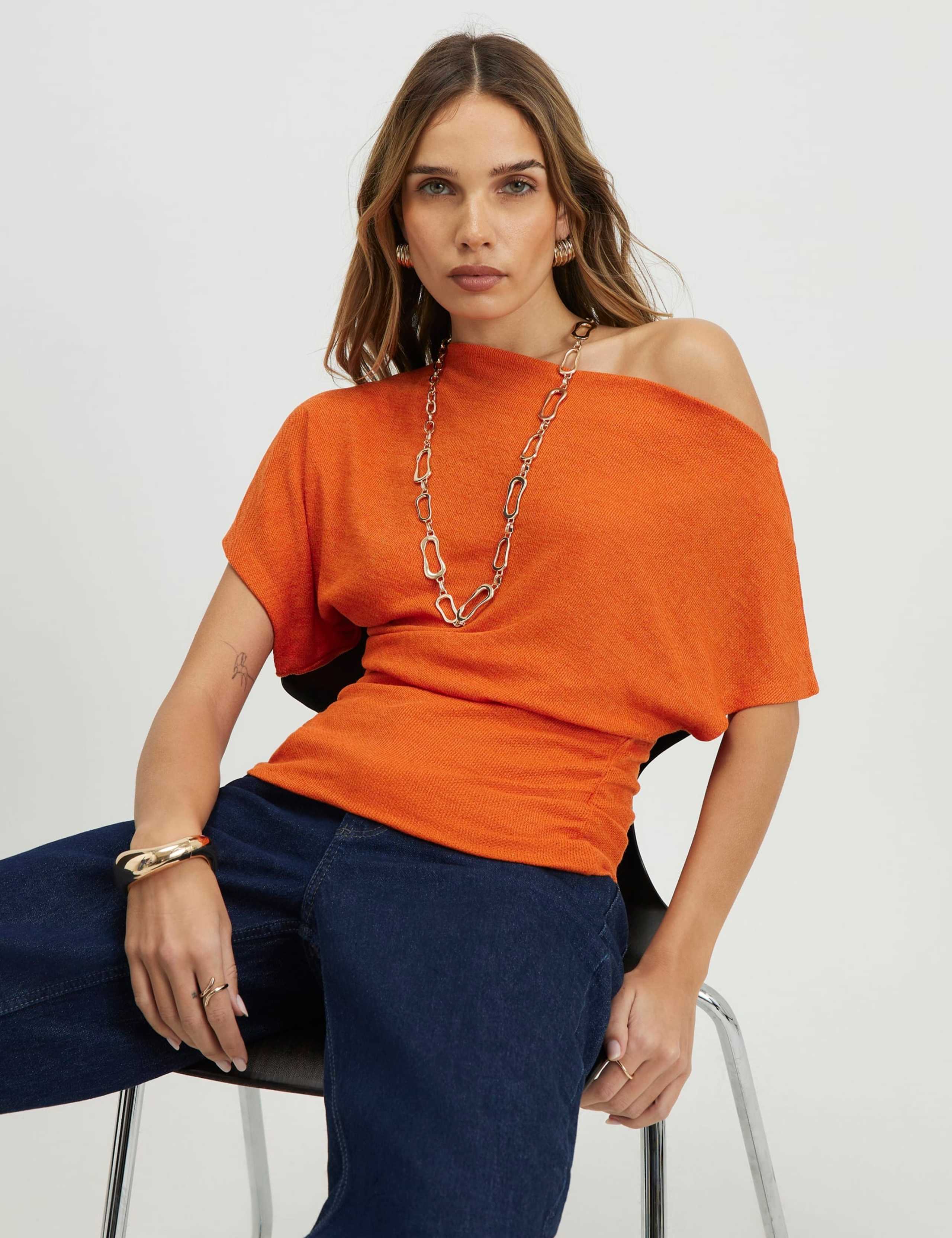 Textured Slash Neck Off The Shoulder Top 1 of 4