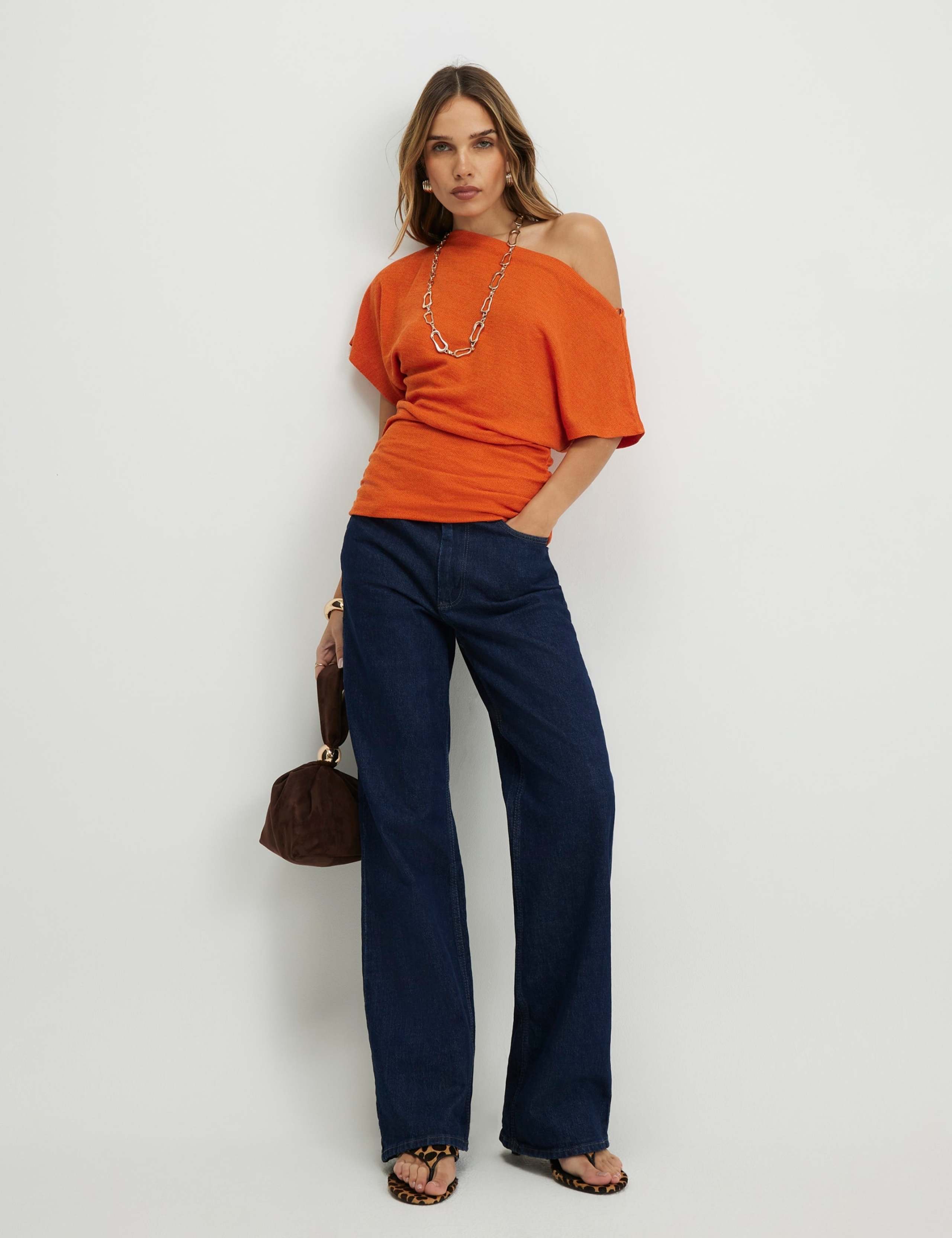 Textured Slash Neck Off The Shoulder Top 2 of 4