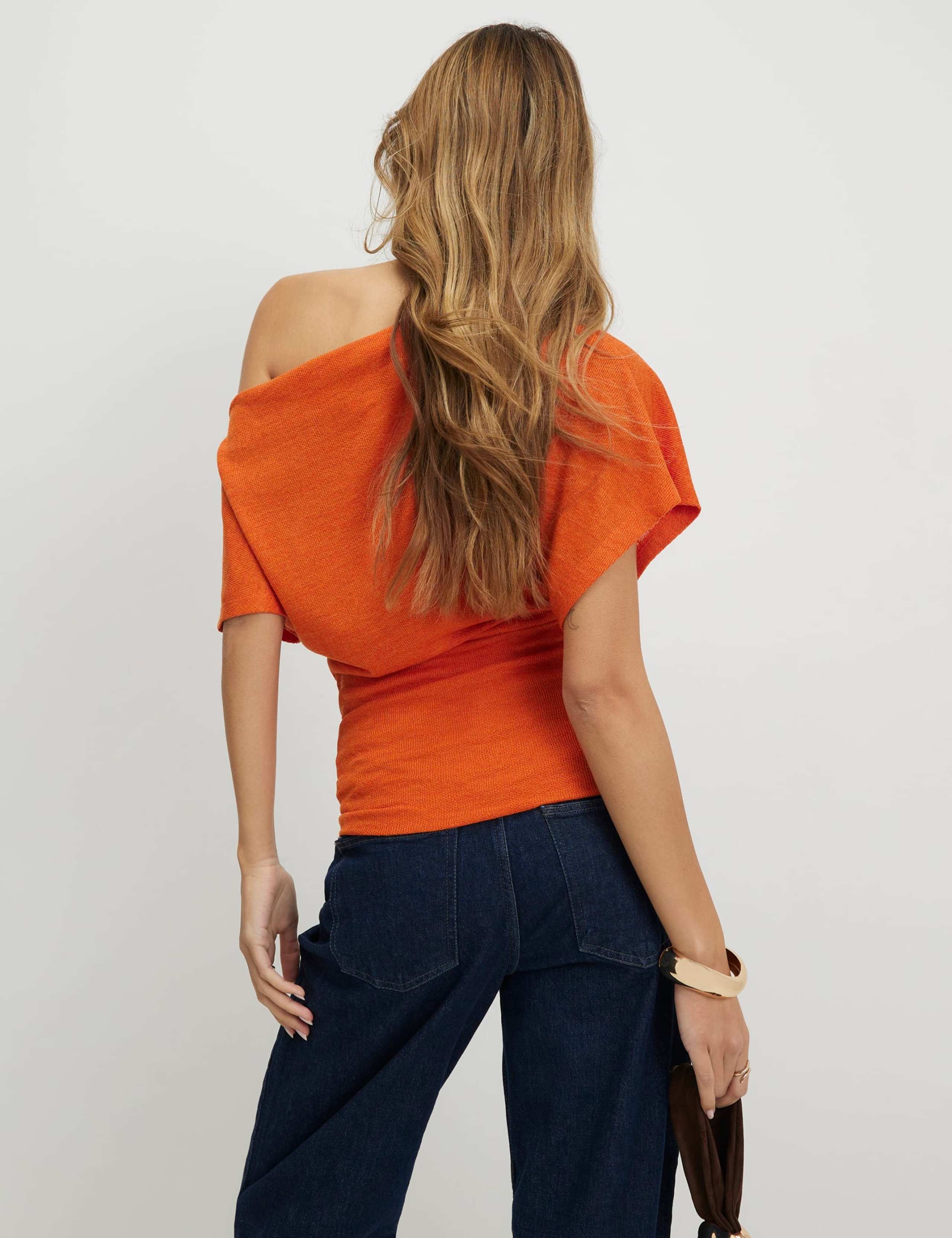 Textured Slash Neck Off The Shoulder Top 3 of 4