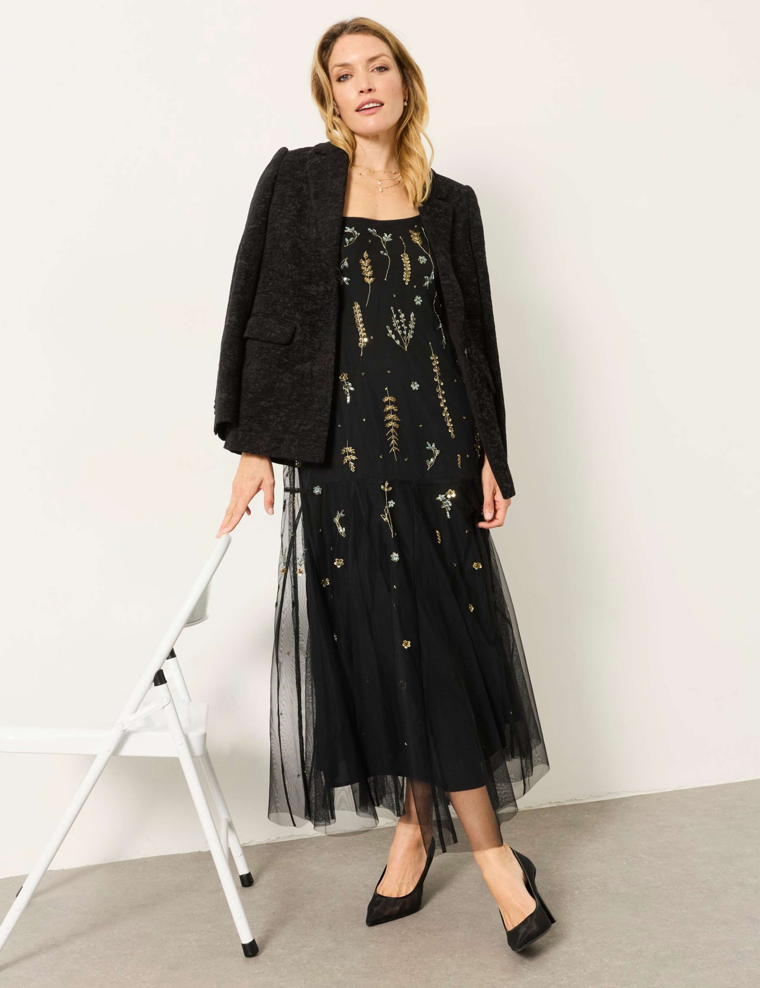 Beaded Square Neck Strappy Maxi Tea Dress 3 of 8