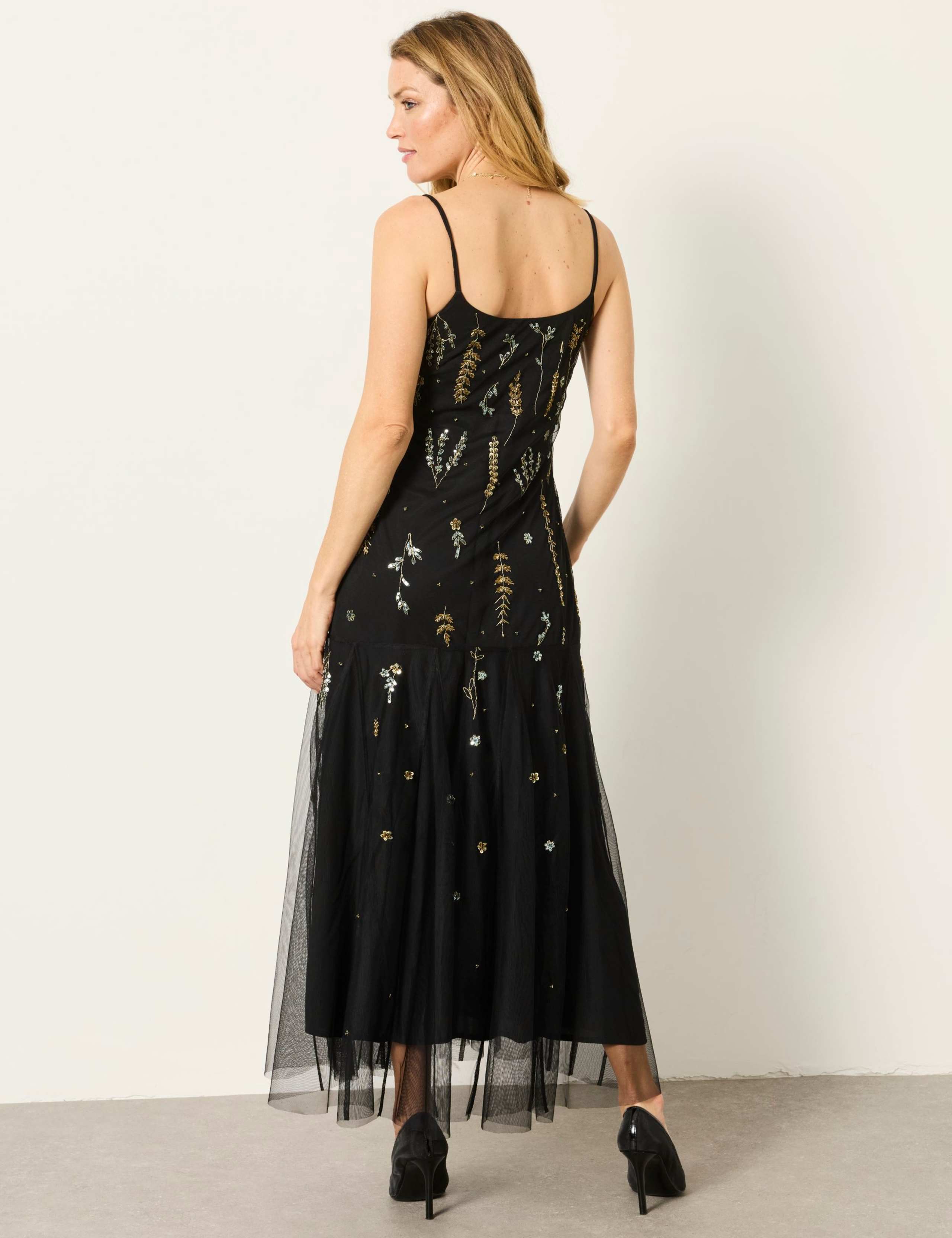 Beaded Square Neck Strappy Maxi Tea Dress 7 of 8