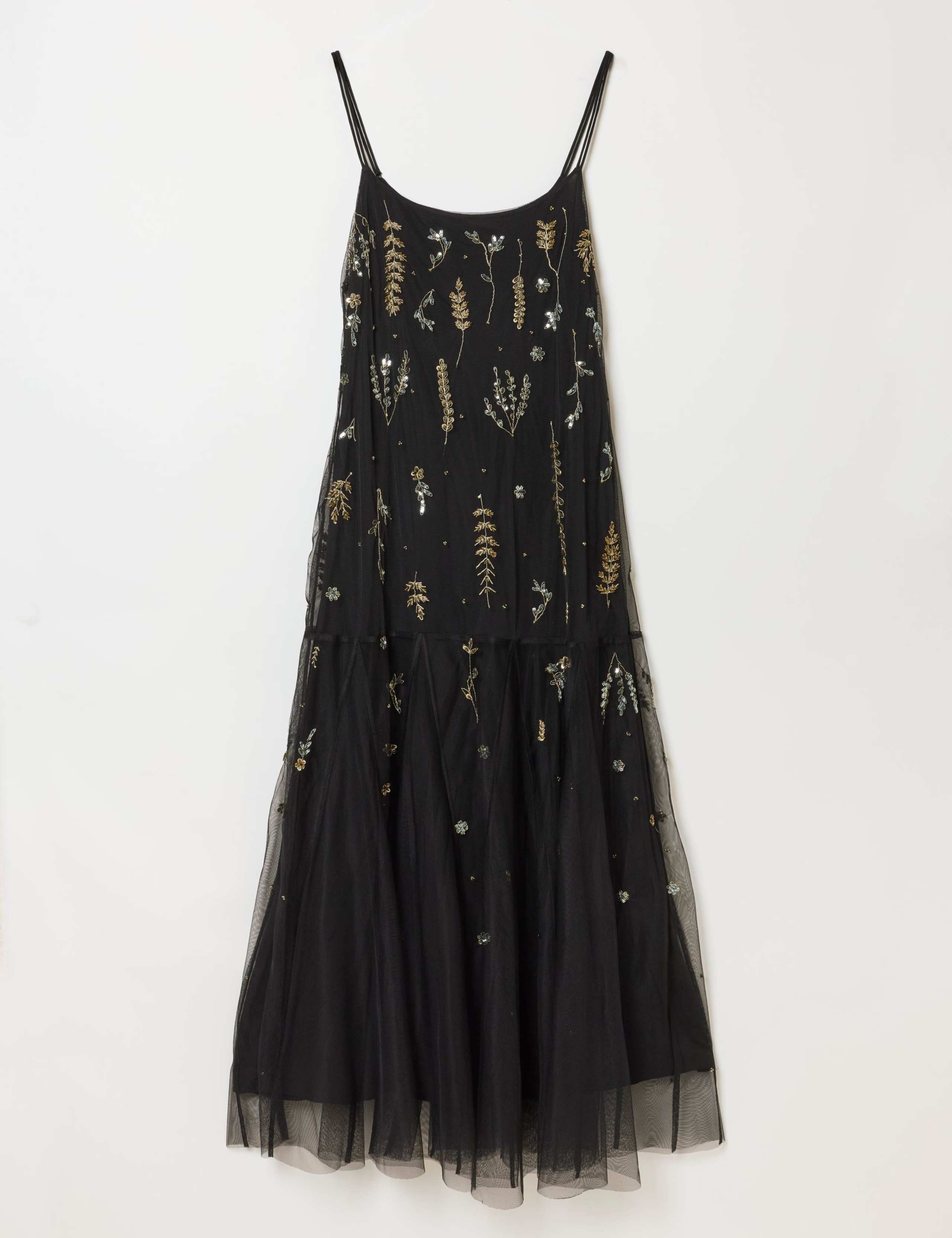 Beaded Square Neck Strappy Maxi Tea Dress 2 of 8