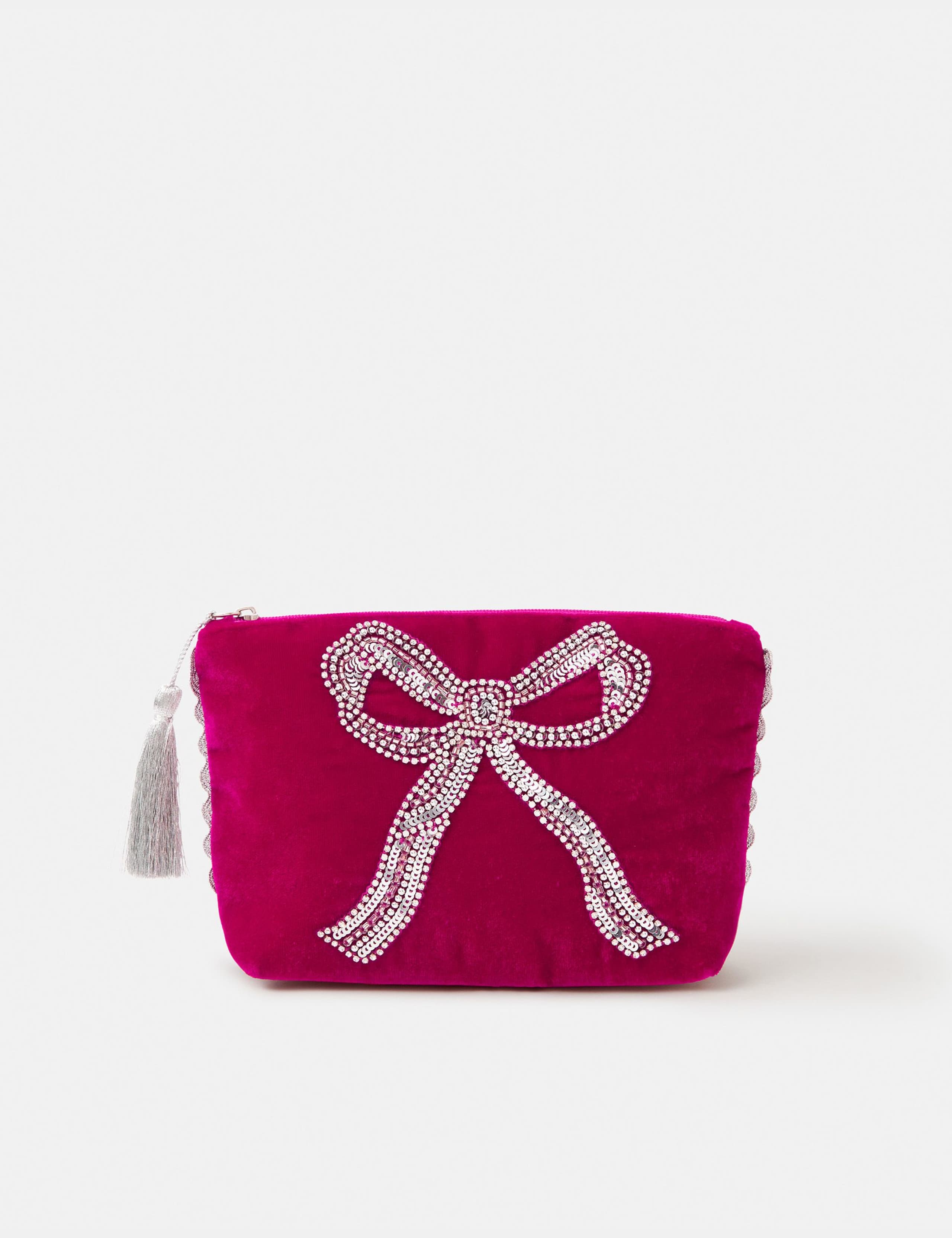 Velvet Sequin Bow Pouch 1 of 4