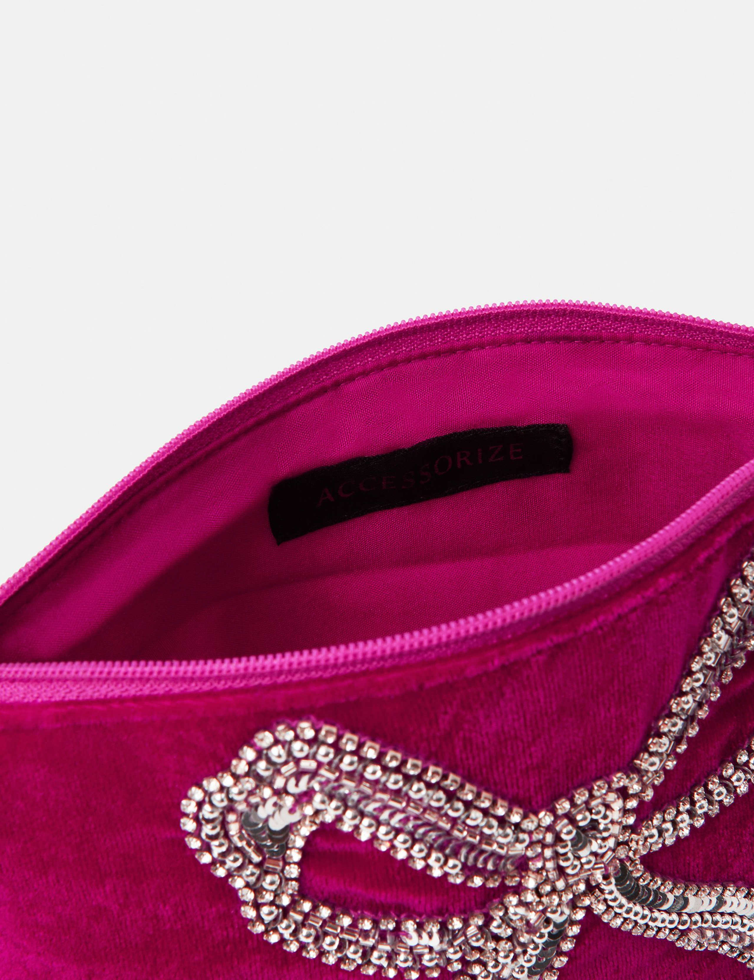 Velvet Sequin Bow Pouch 3 of 4