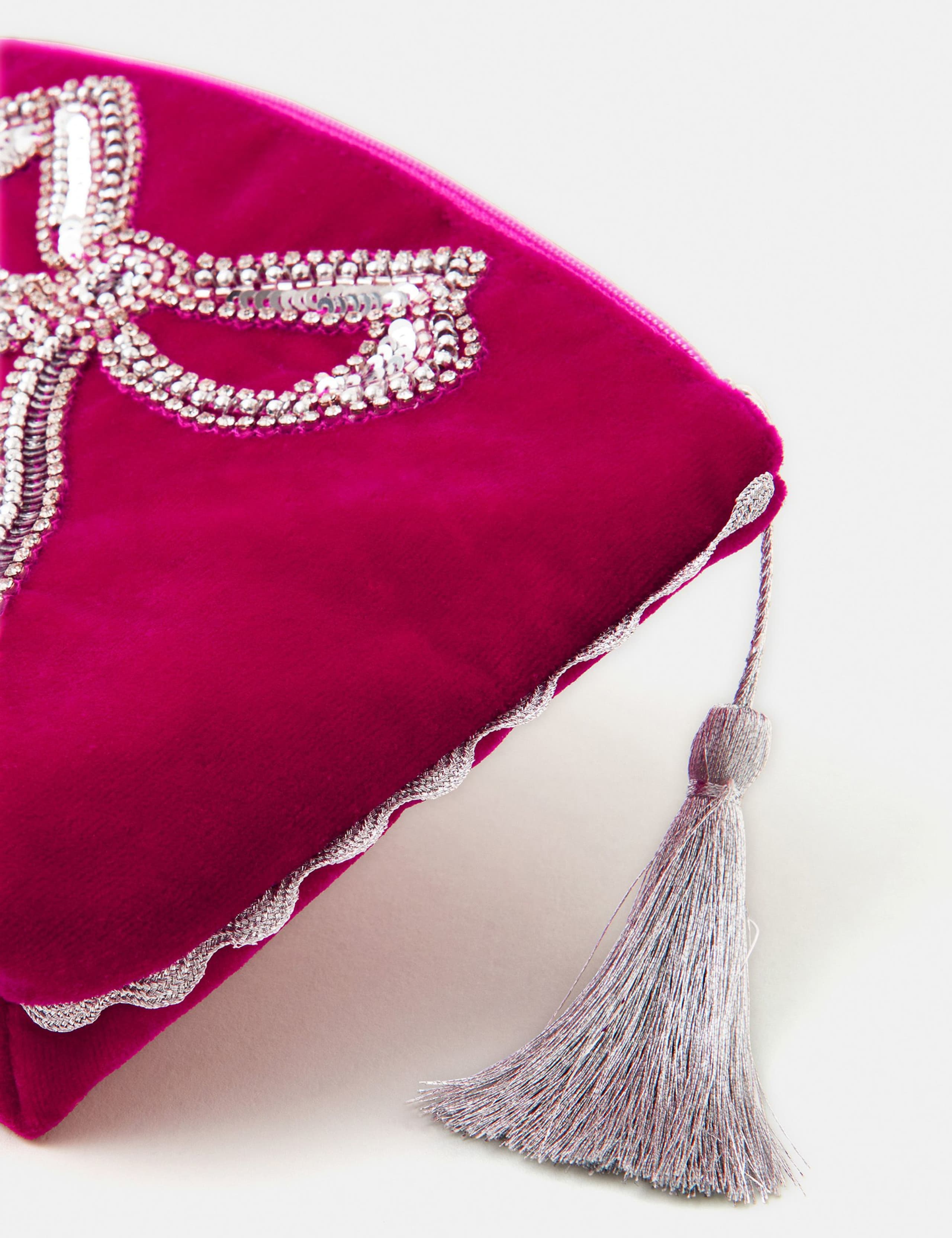 Velvet Sequin Bow Pouch 4 of 4