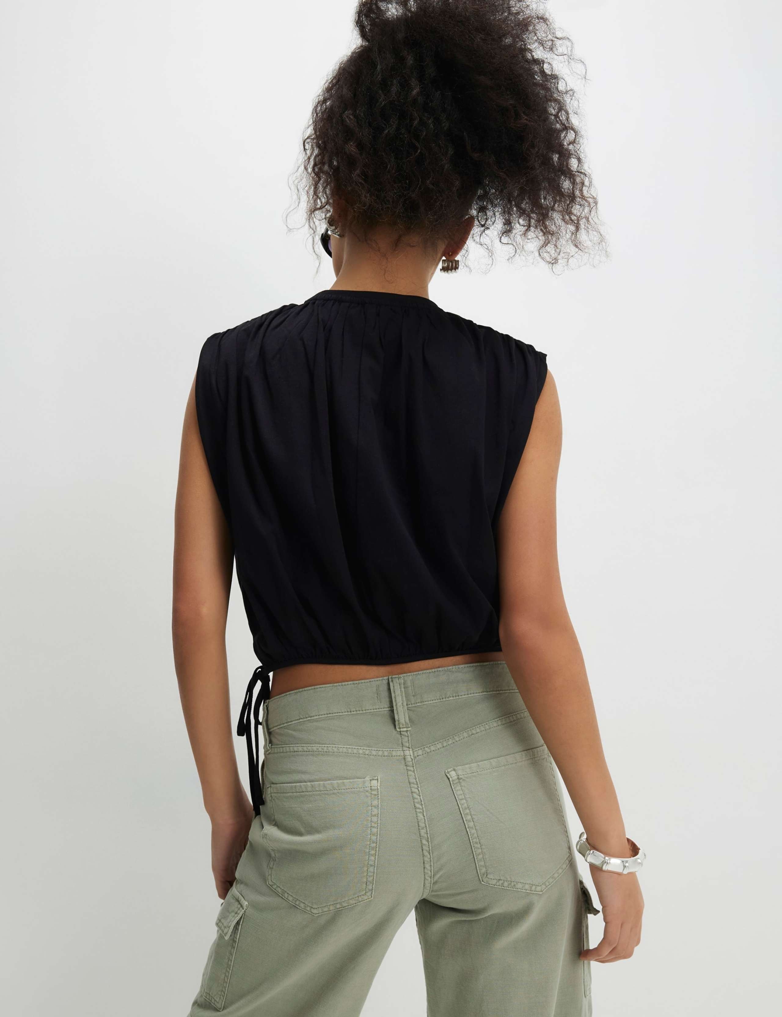 Pure Cotton Bubble Hem Tie Detail Top 2 of 3