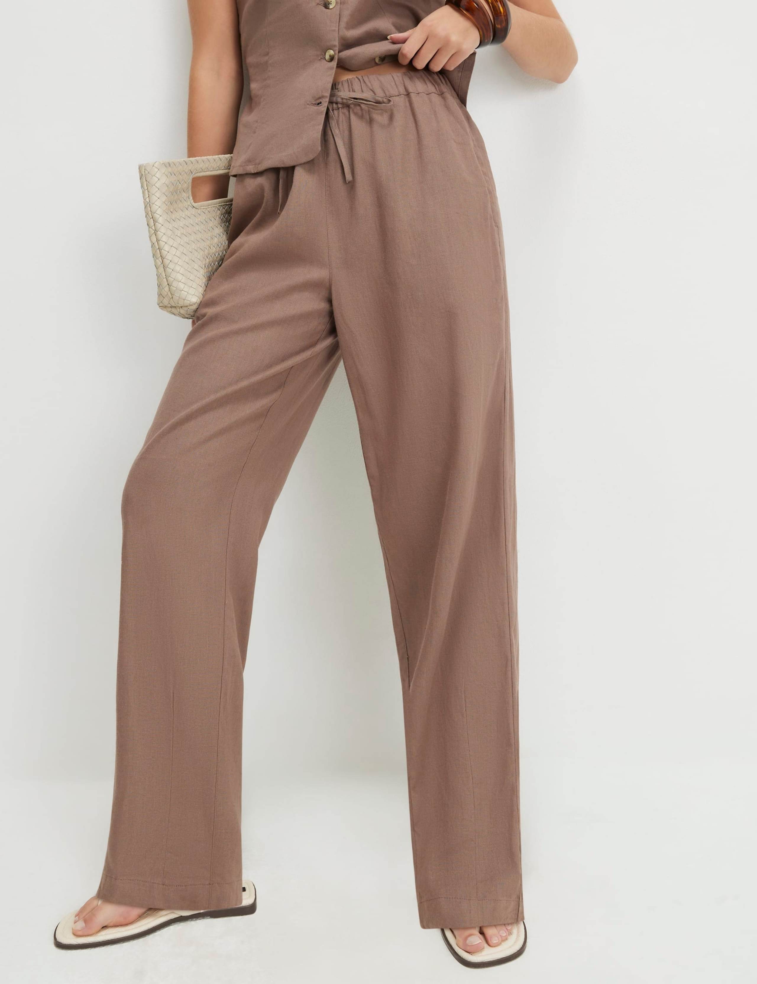 Linen Rich Drawstring Tapered Trousers 2 of 4