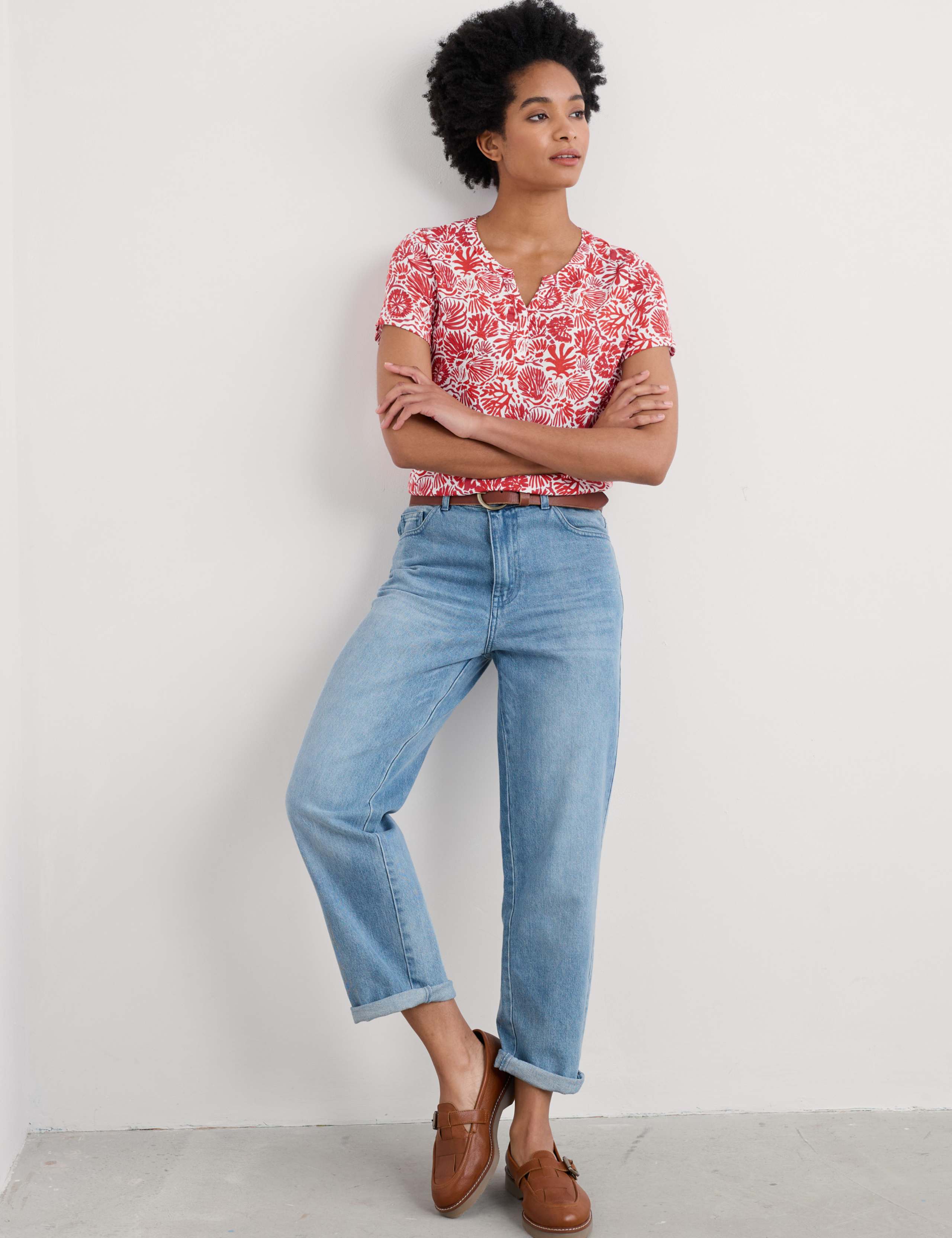 Cotton Modal Blend Floral Relaxed Top 1 of 5