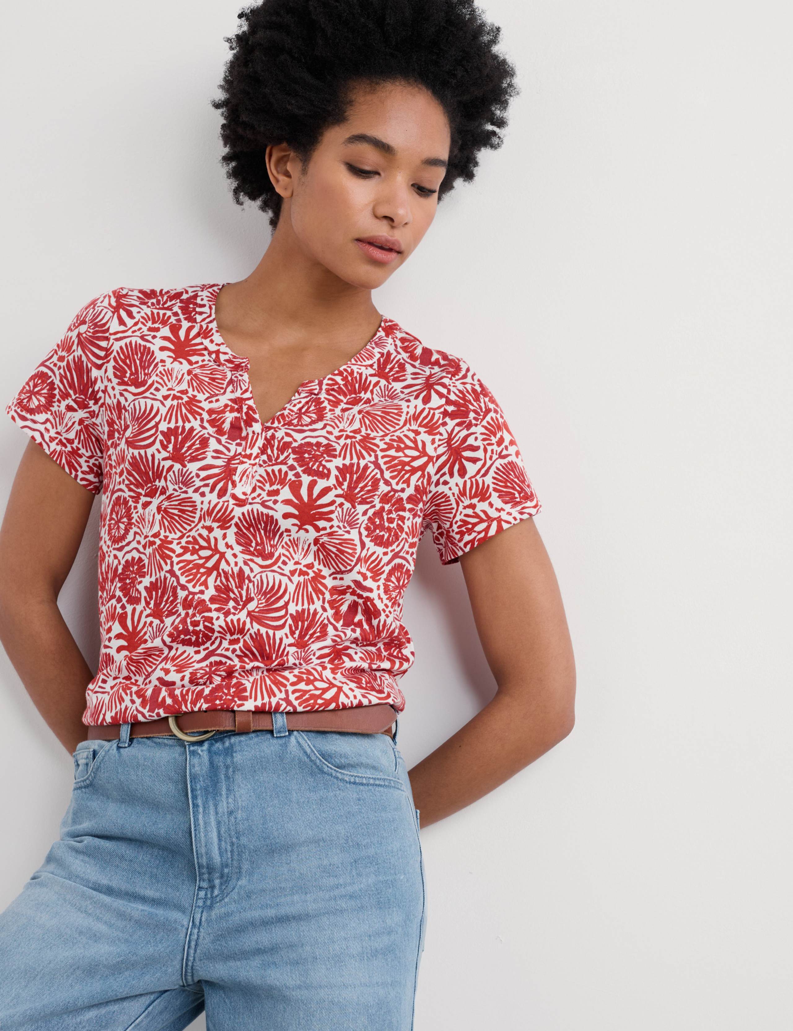 Cotton Modal Blend Floral Relaxed Top 3 of 5