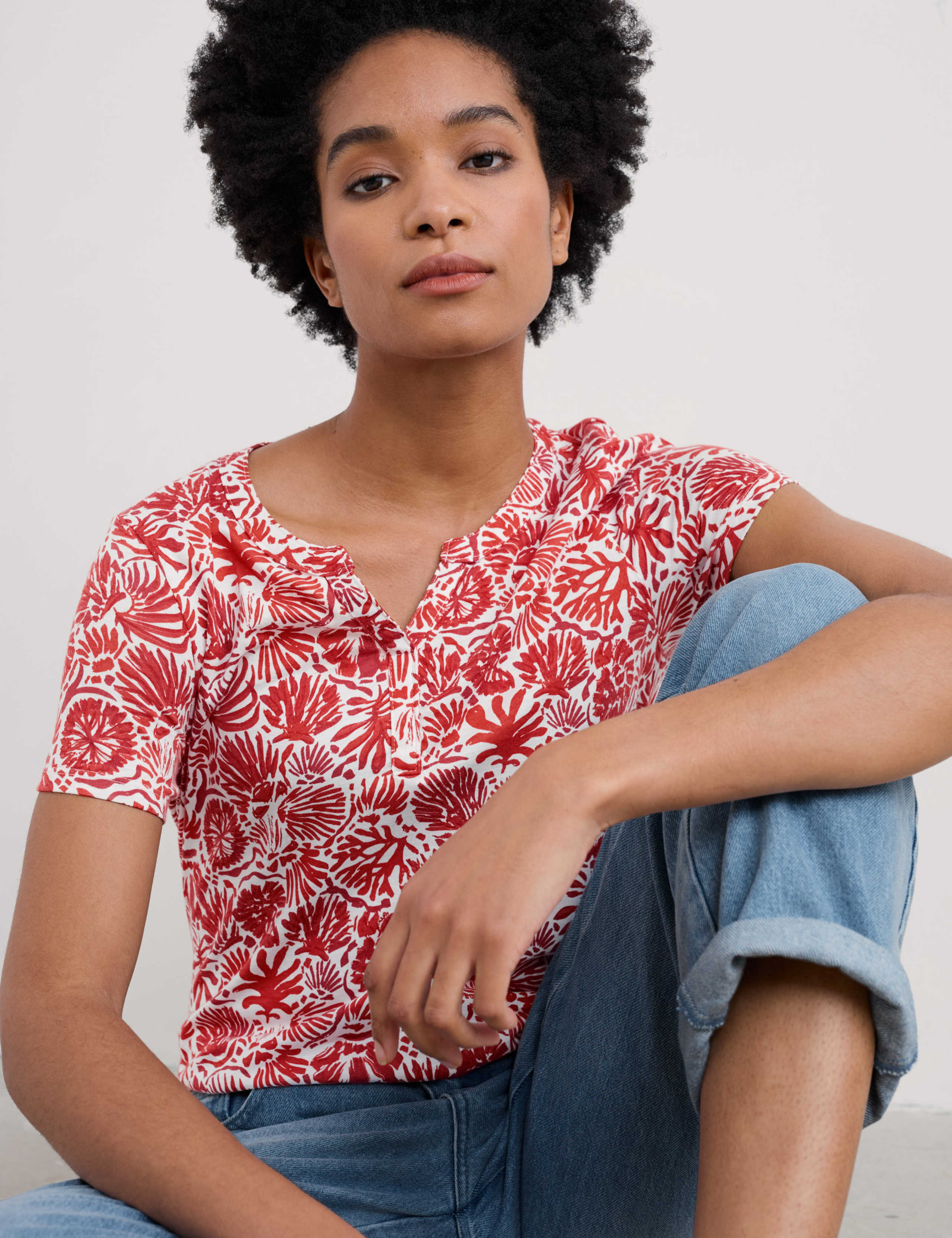 Cotton Modal Blend Floral Relaxed Top 4 of 5