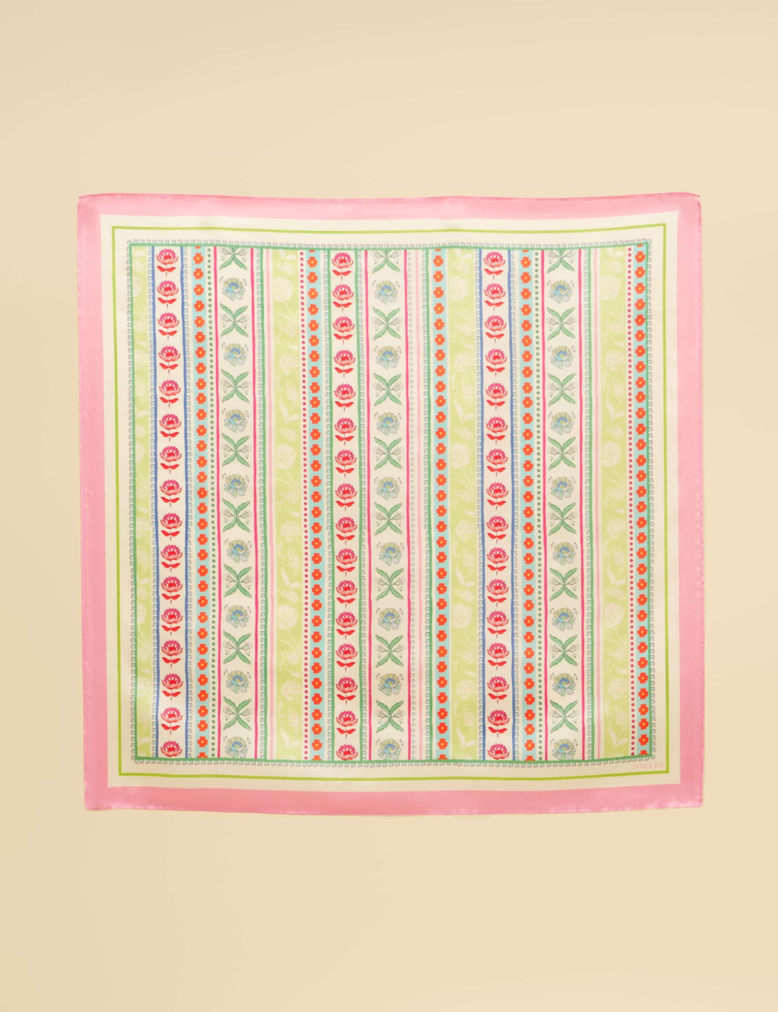 Pure Silk Floral Striped Square Scarf 5 of 8