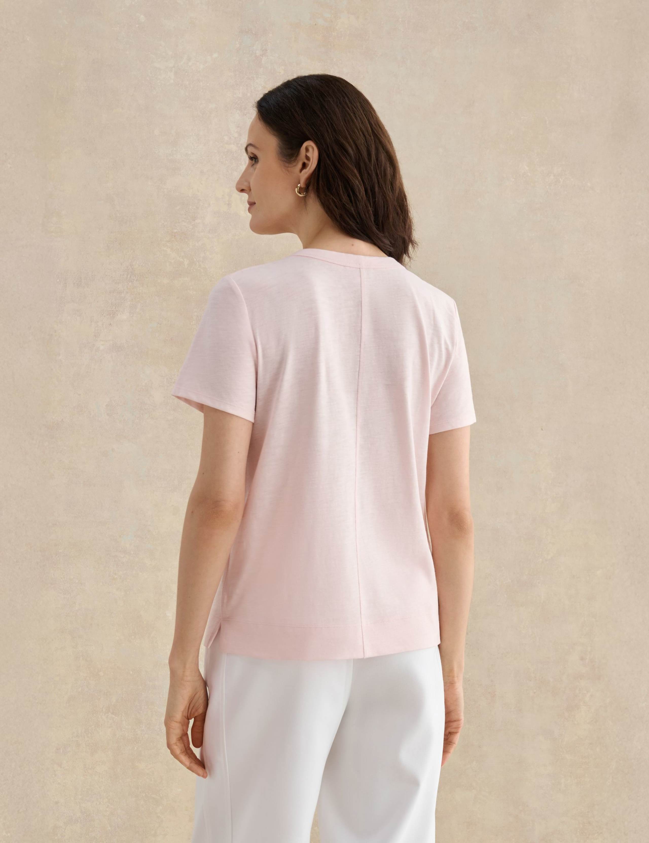 Pure Cotton Slub V-Neck T-Shirt 4 of 5