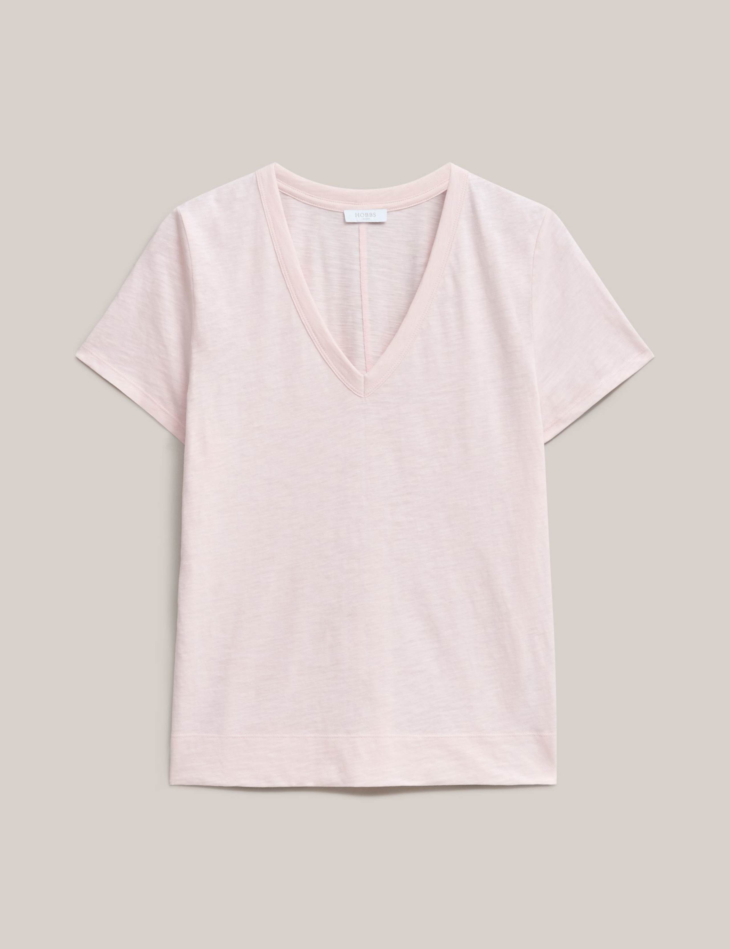 Pure Cotton Slub V-Neck T-Shirt 2 of 5