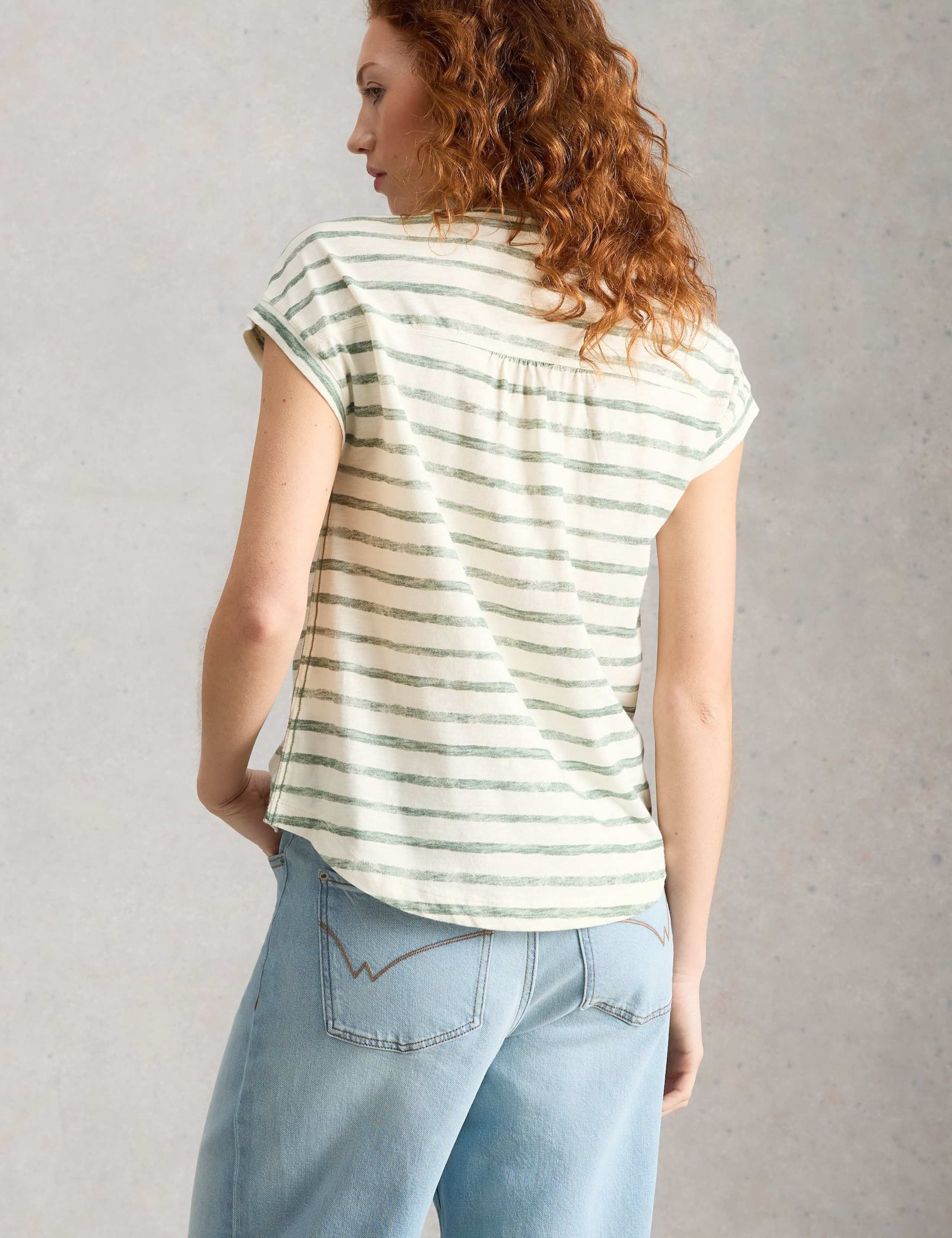 Pure Cotton V-Neck Striped Shirt 3 of 6