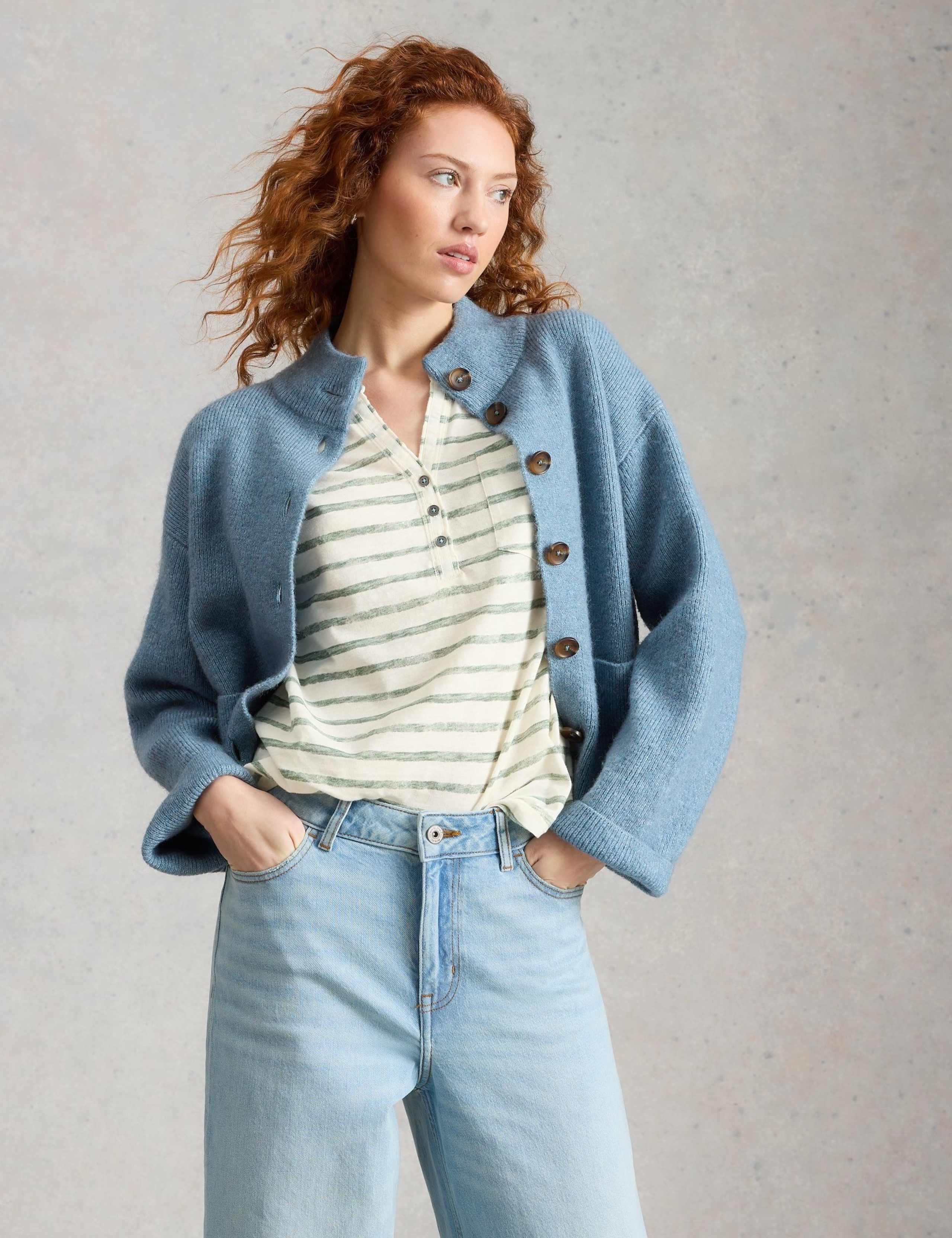 Pure Cotton V-Neck Striped Shirt 4 of 6