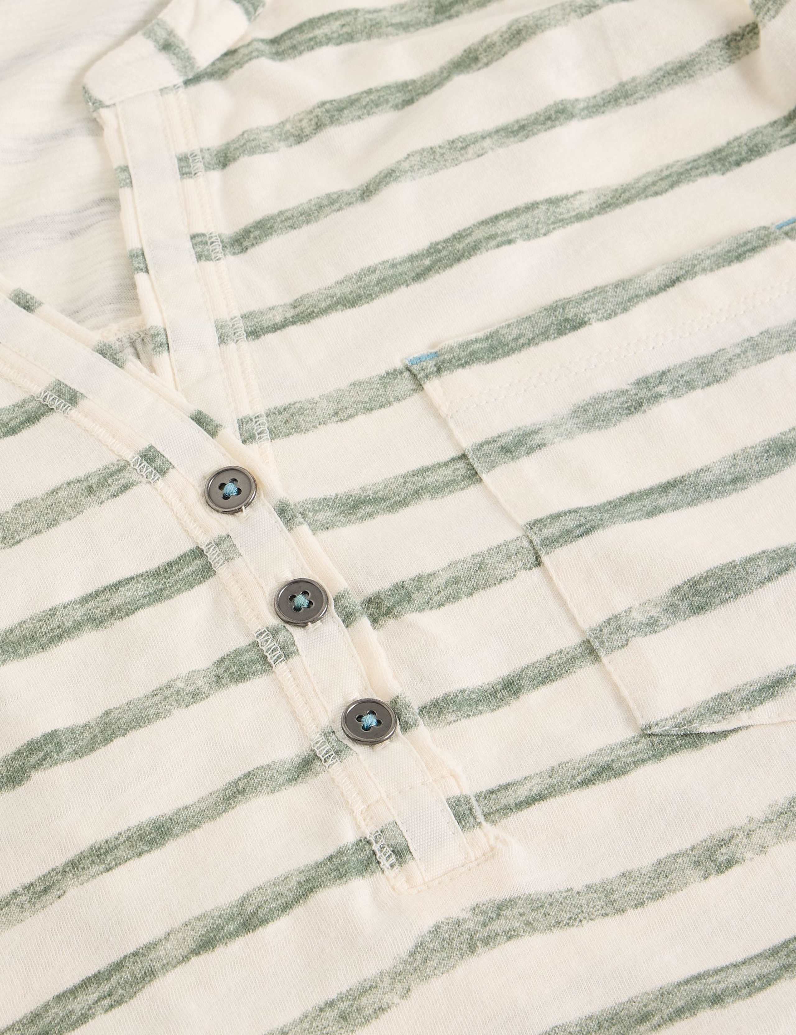 Pure Cotton V-Neck Striped Shirt 5 of 6