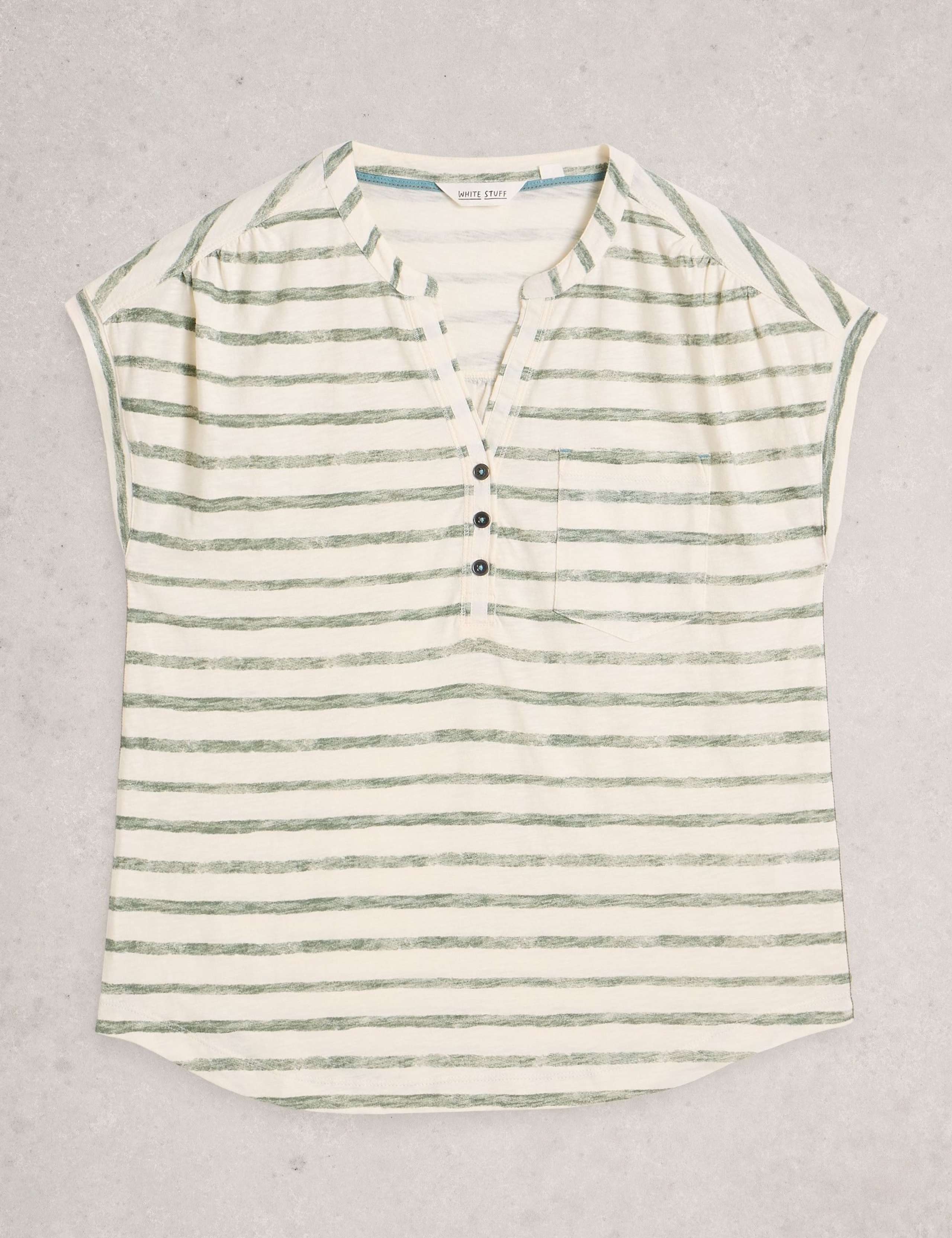 Pure Cotton V-Neck Striped Shirt 2 of 6