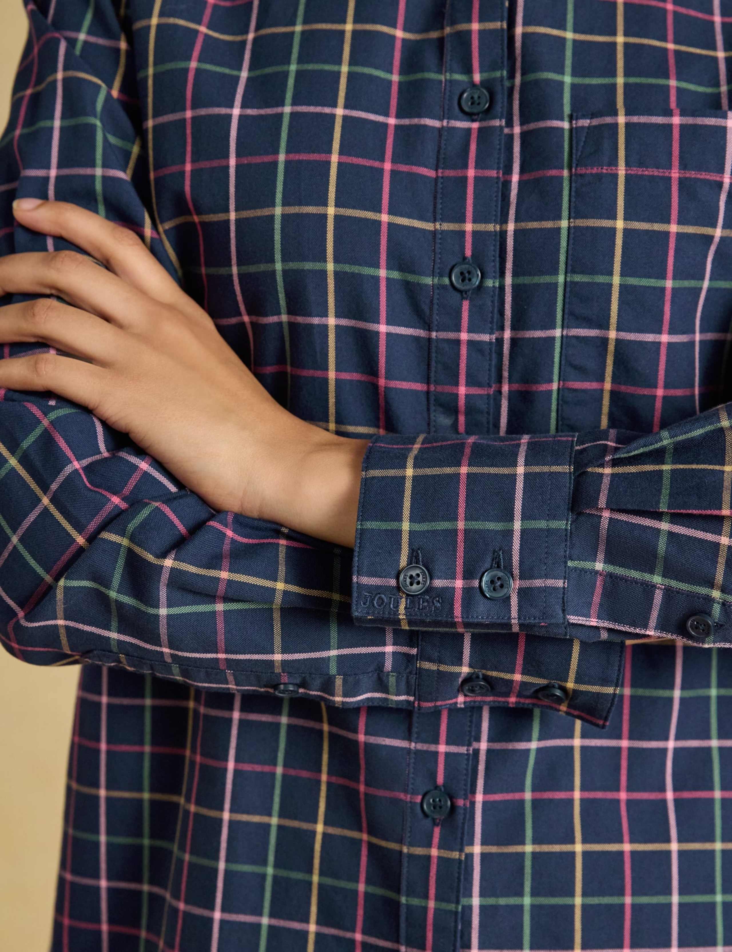 Pure Cotton Checked Relaxed Oxford Shirt 2 of 8