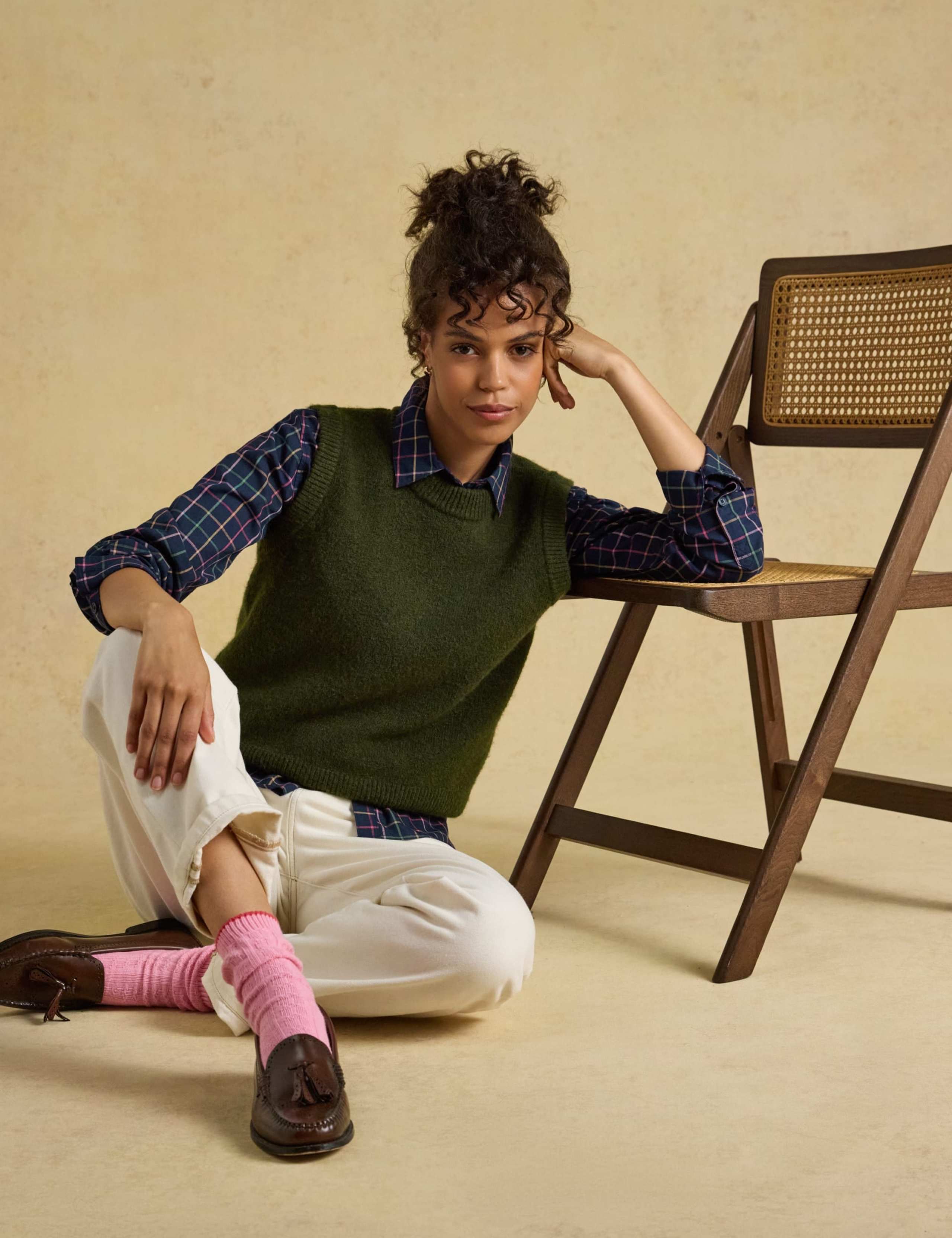 Pure Cotton Checked Relaxed Oxford Shirt 7 of 8
