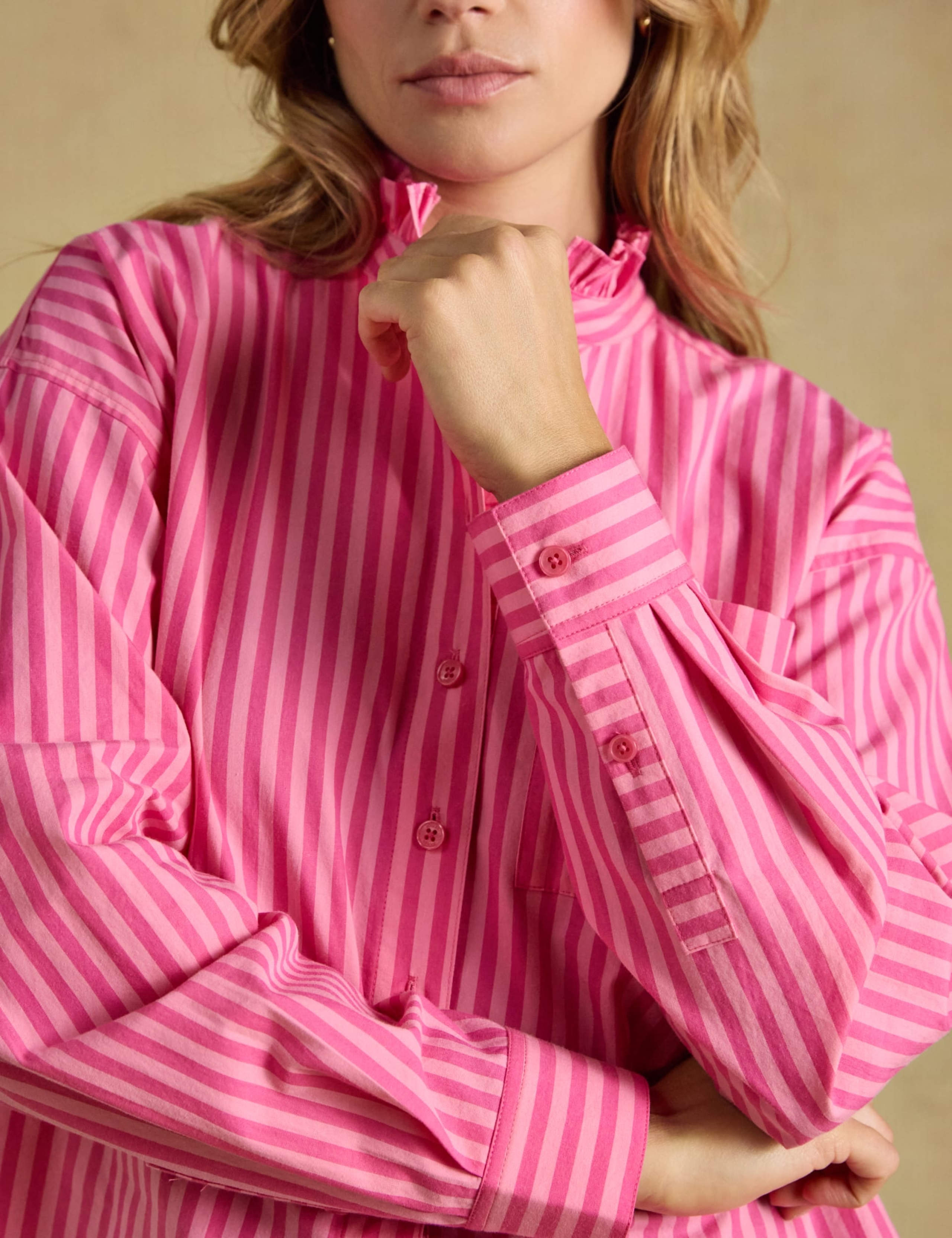 Pure Cotton Striped Collared Cropped Oxford Shirt 5 of 7