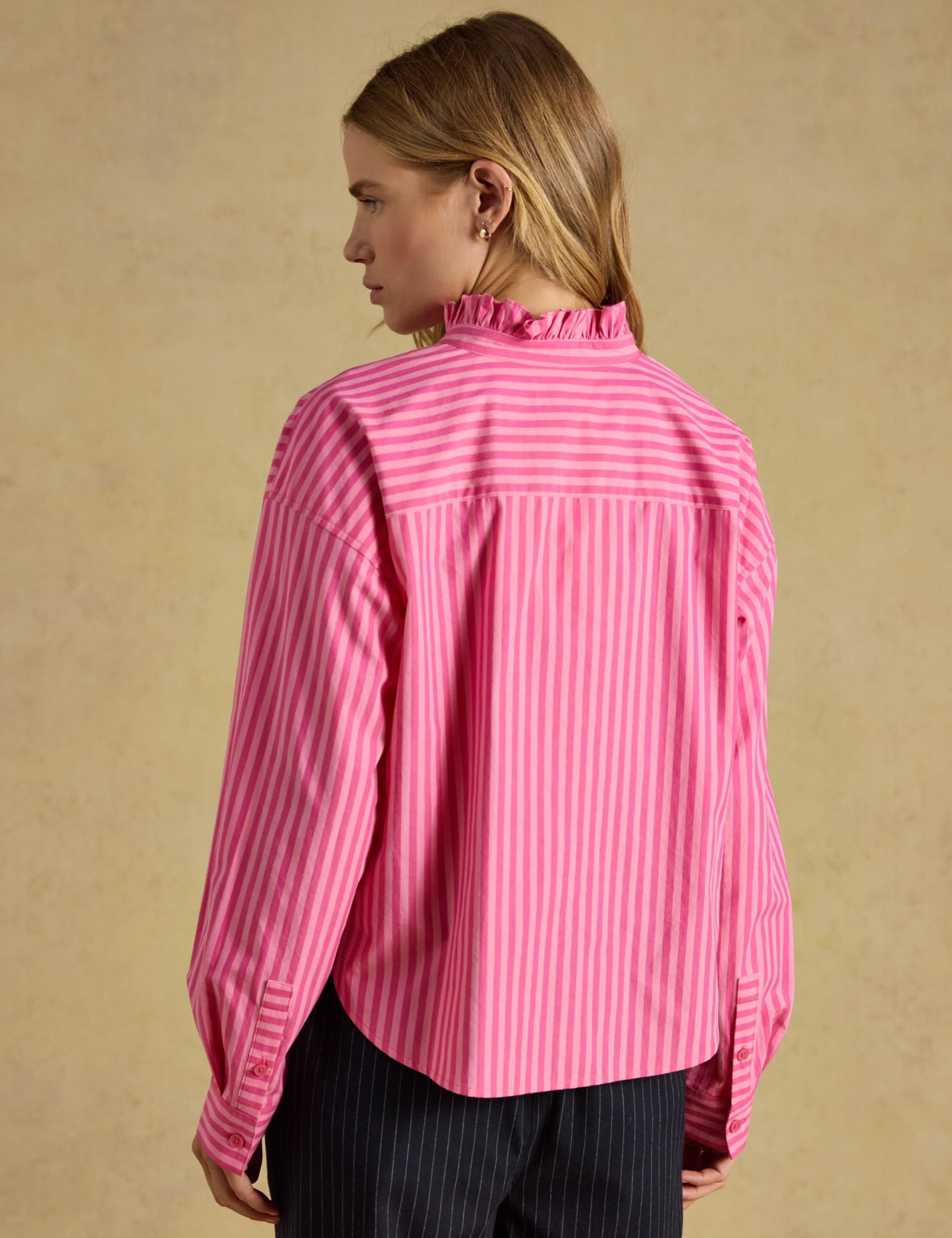Pure Cotton Striped Collared Cropped Oxford Shirt 6 of 7