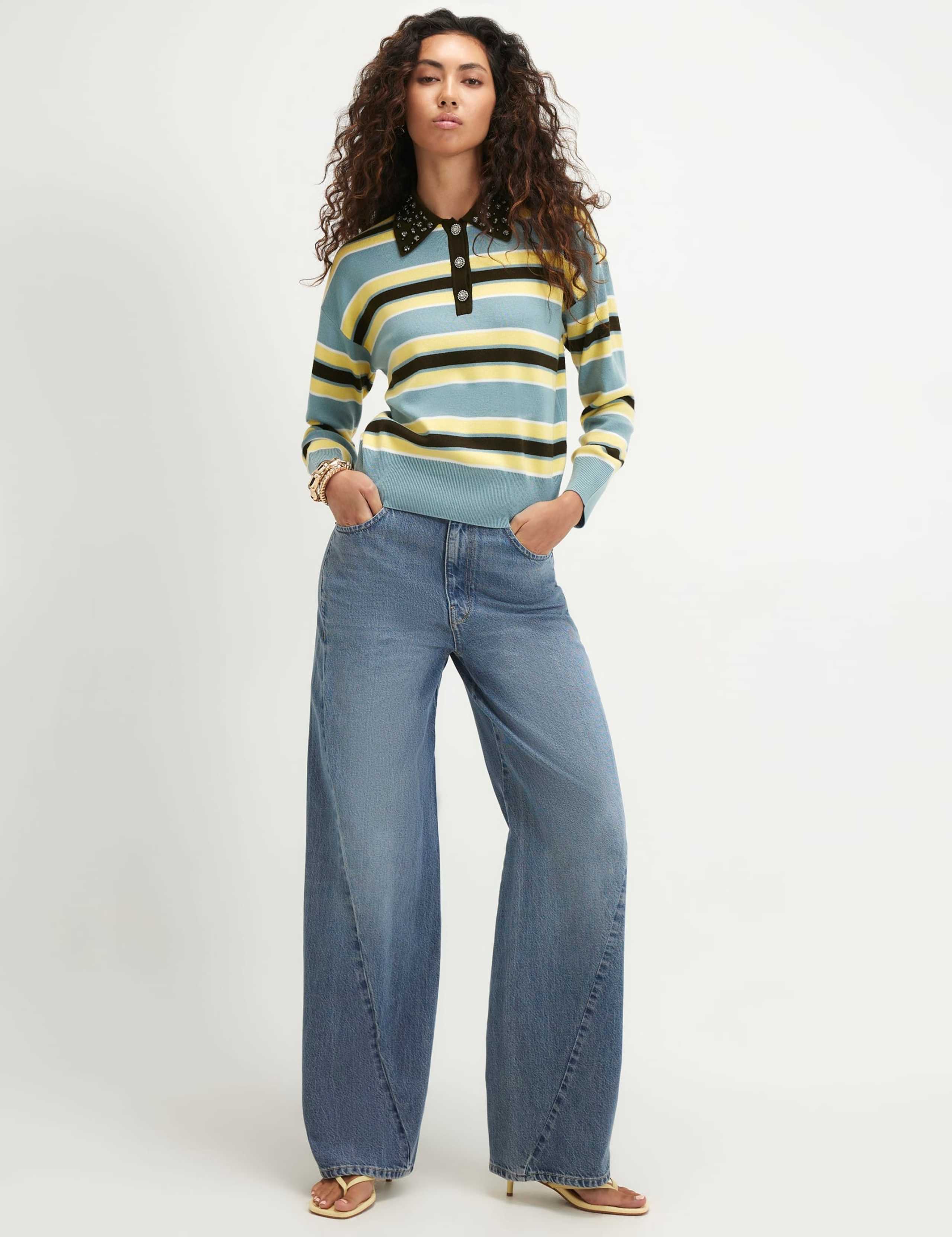 Embellished Collar Striped Polo Shirt 3 of 3