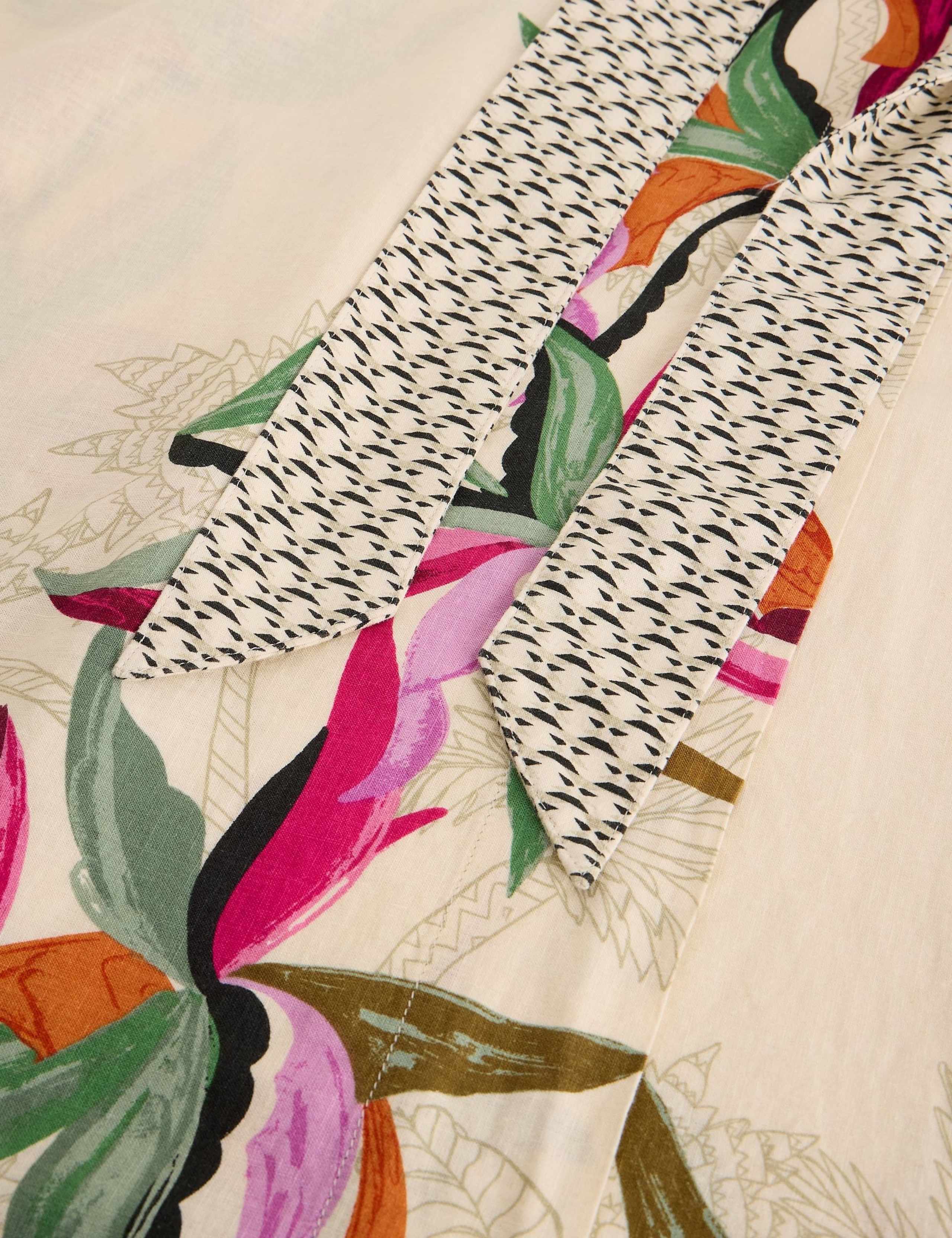 Linen Rich Floral Midi Wrap Skirt 4 of 6