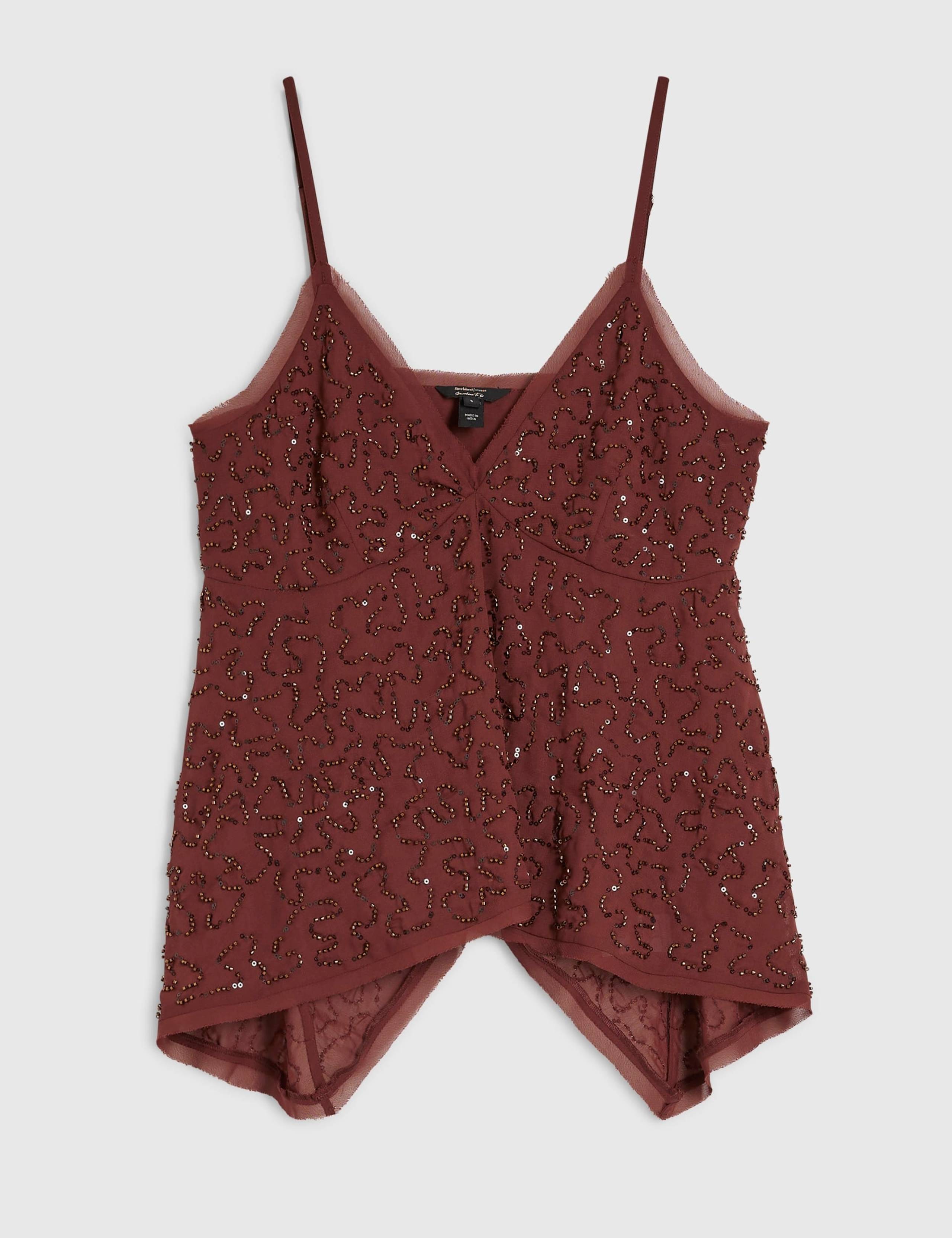 Embellished V Neck Hanky Hem Cami 2 of 3