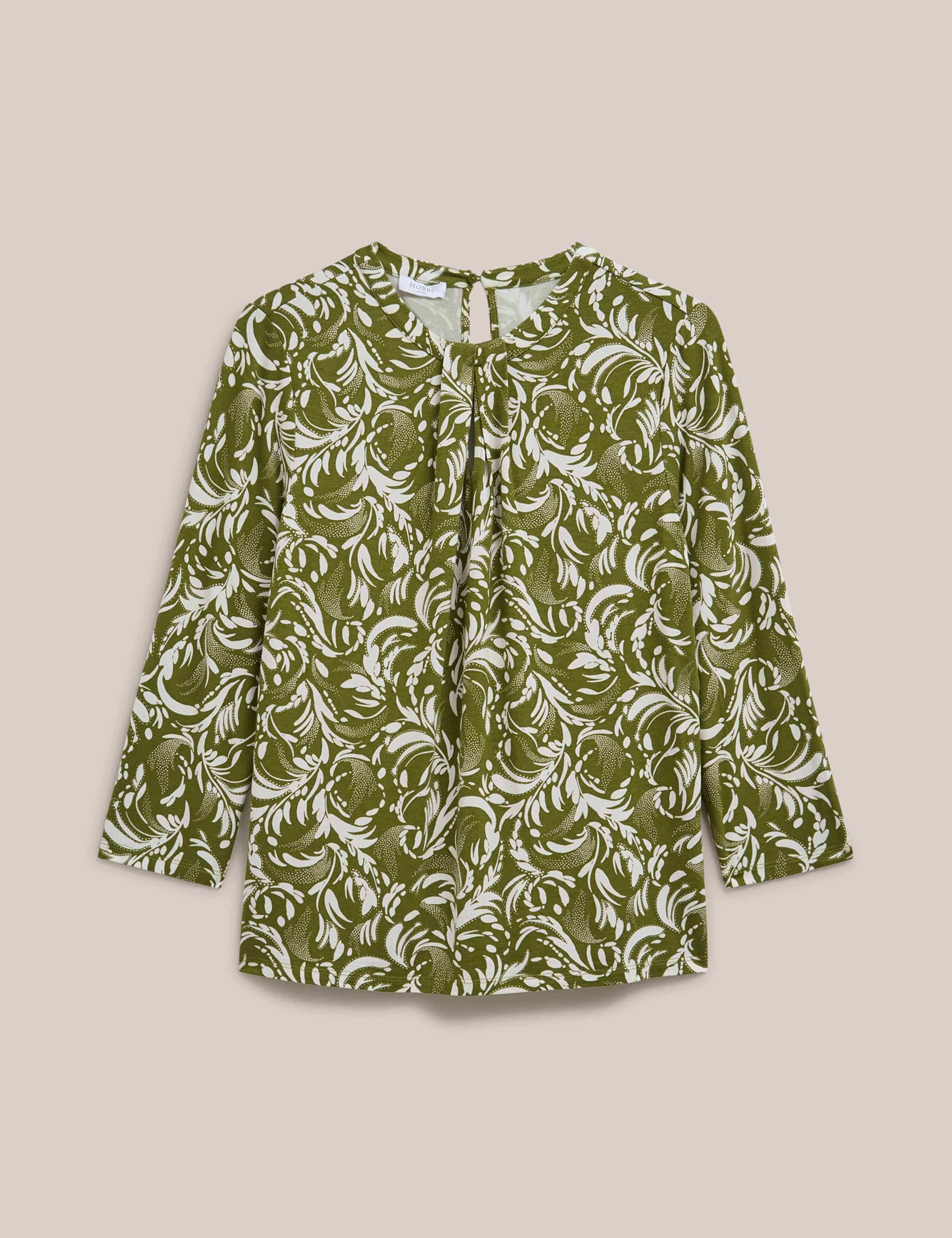 Floral Round Neck Keyhole Blouse 2 of 5